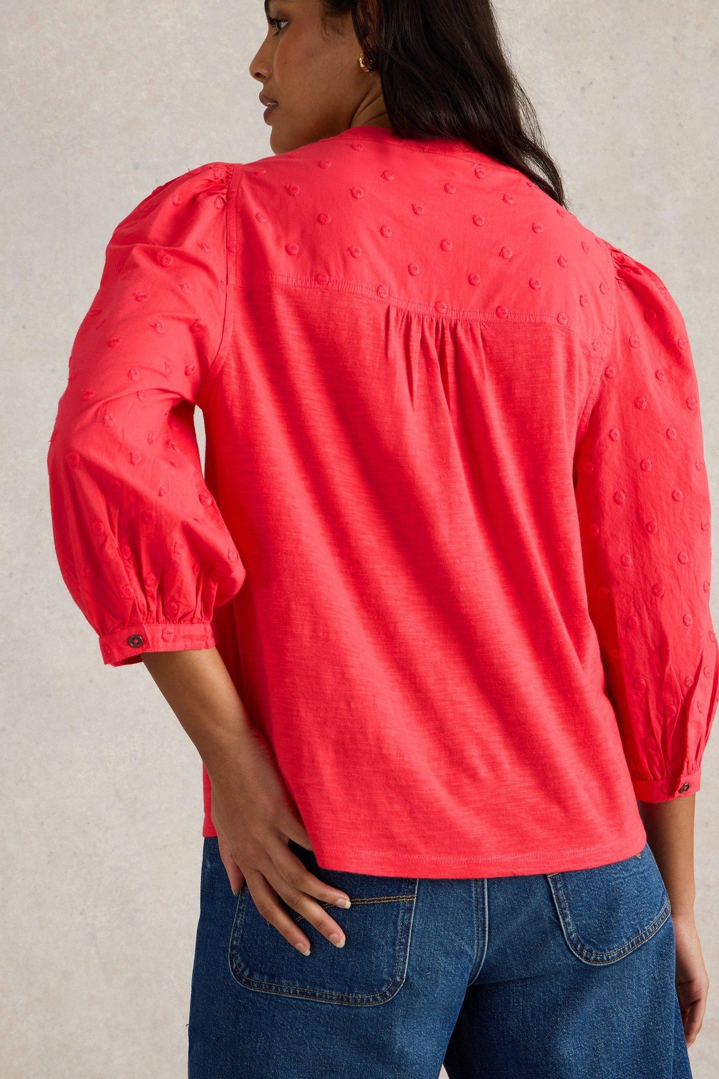 ELISE DOBBY MIX TOP BRIGHT PINK 3