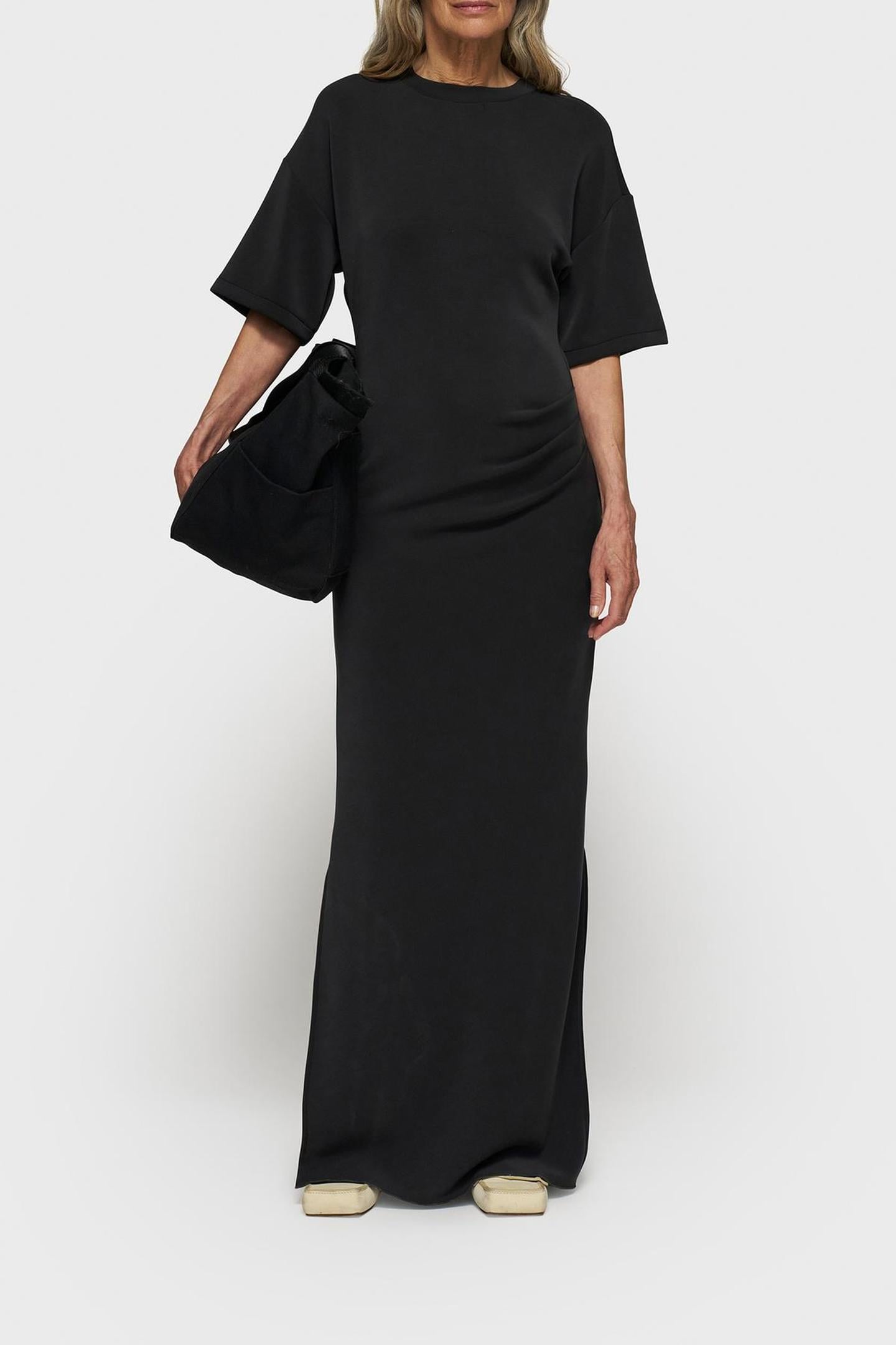SOFT SCUBA TEE DRESS BLACK 1