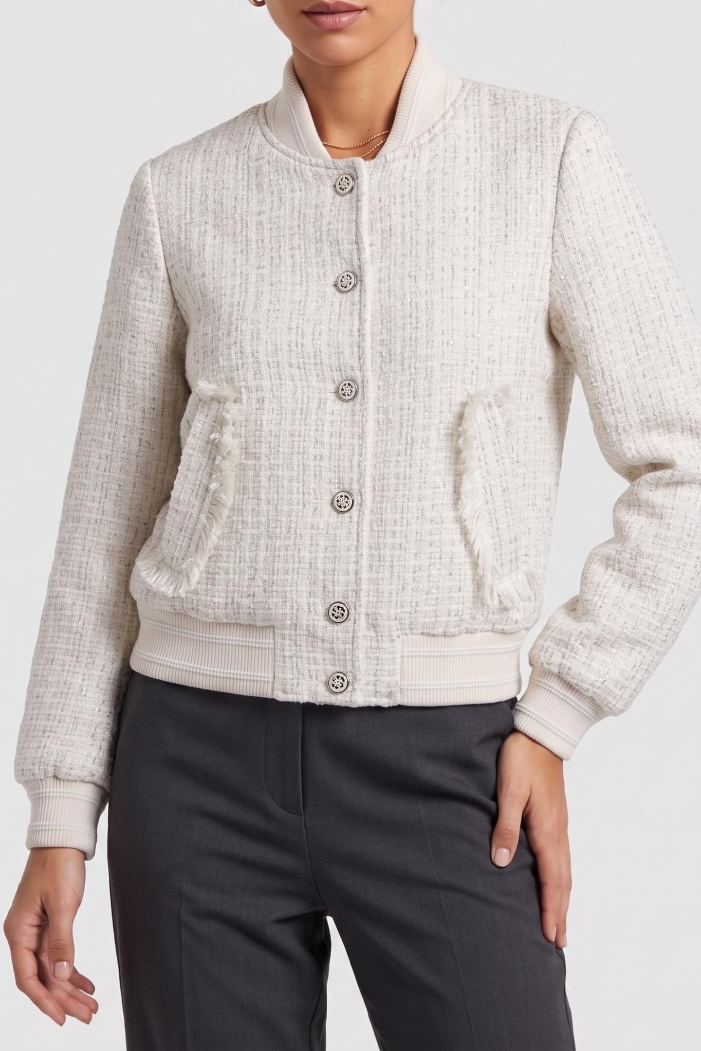 GUESS ECO NEW GLORIA TWEED BOM CREAM WHITE MULTI 1