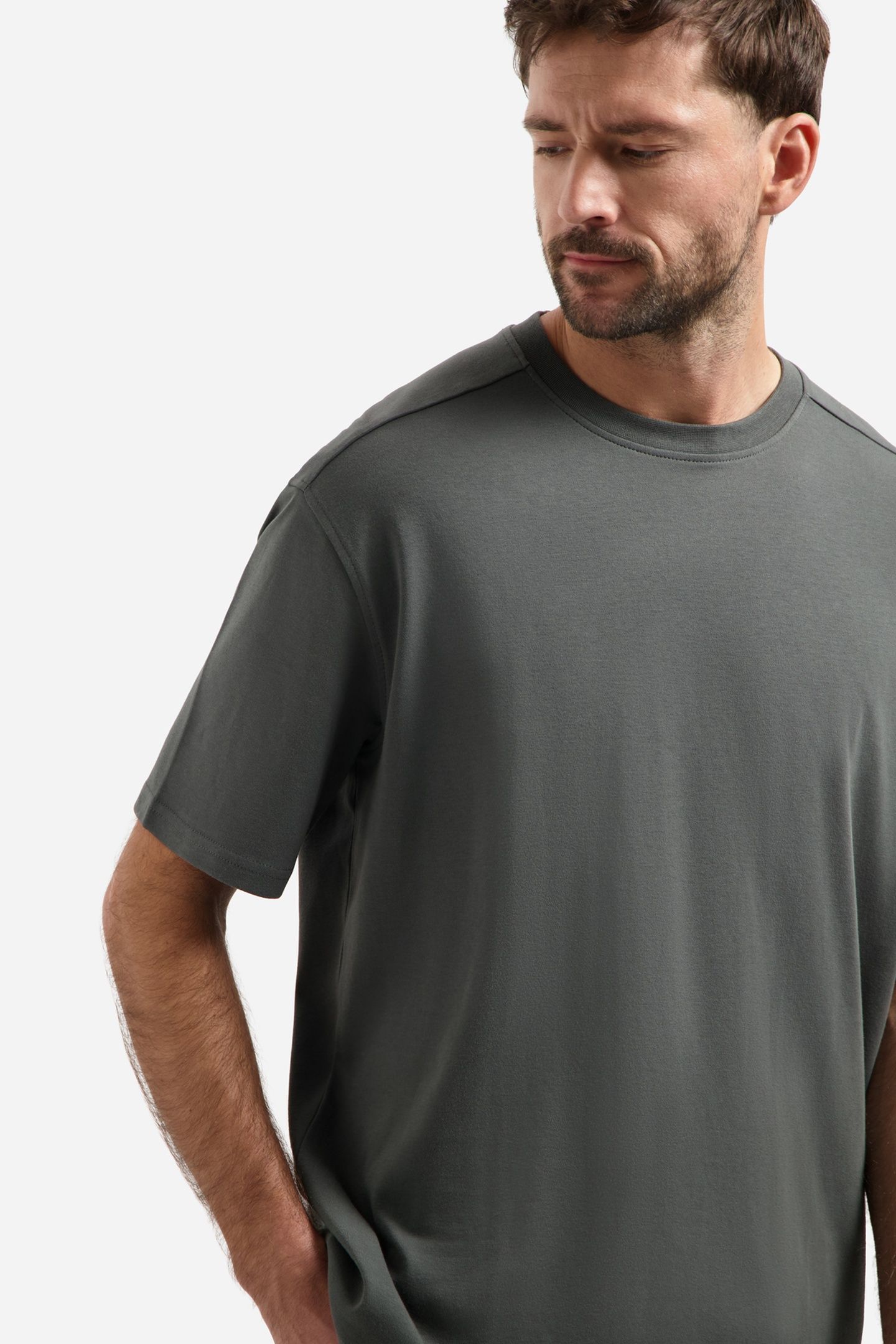 T-SHIRT CREWNECK SOLID HEAVY INTERLOCK DARK STEEL 7