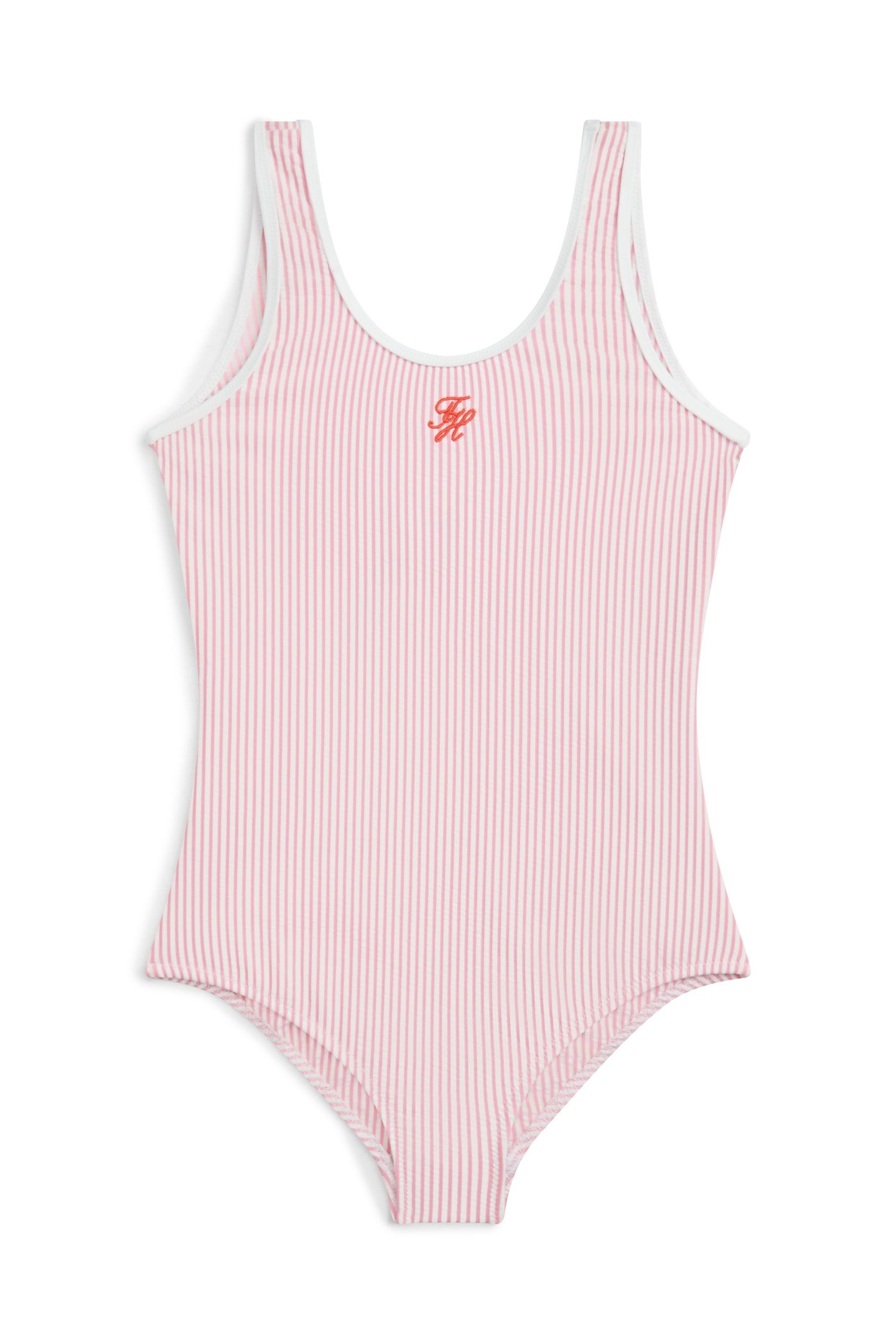 GIRLS ONE PIECE SEERSUCKER PUFFER ROSE PETAL ITHACA 1