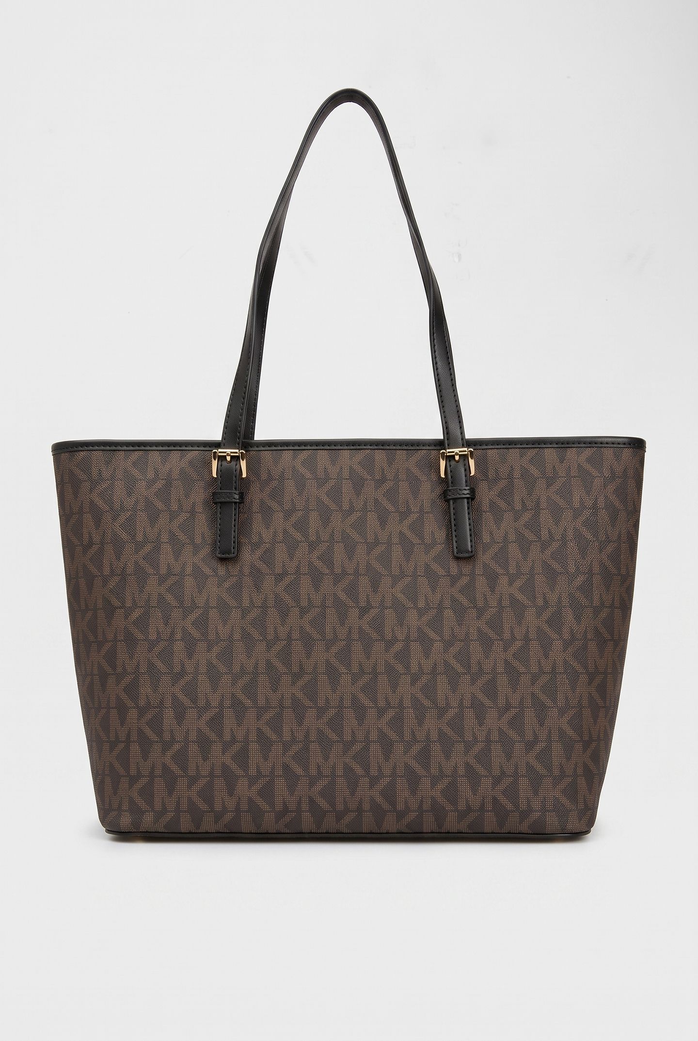 TOP ZIP TOTE BROWN/BLK 3