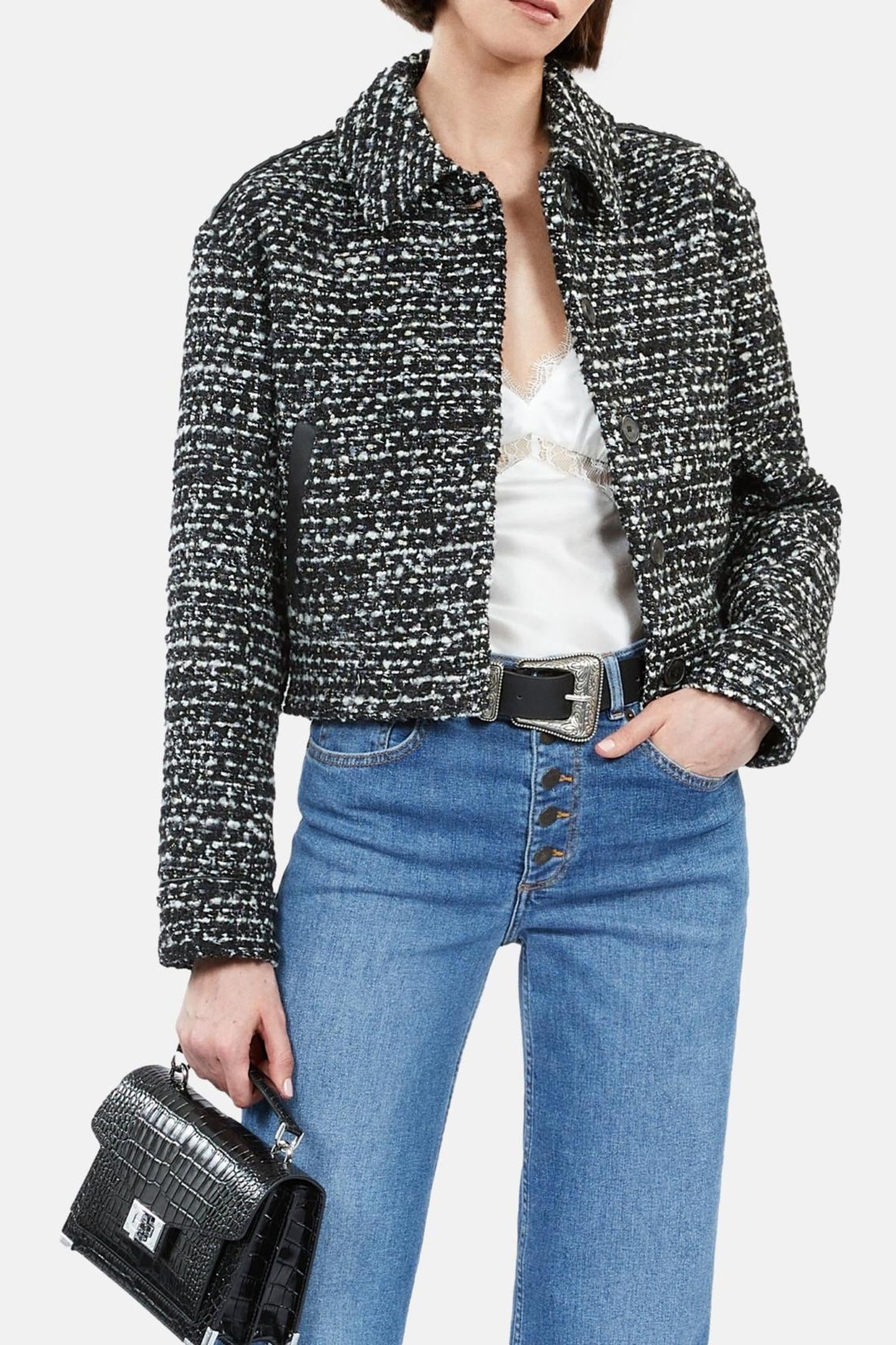 SHORT, LOOSE-FITTING JACKET BLACK WHITE 1