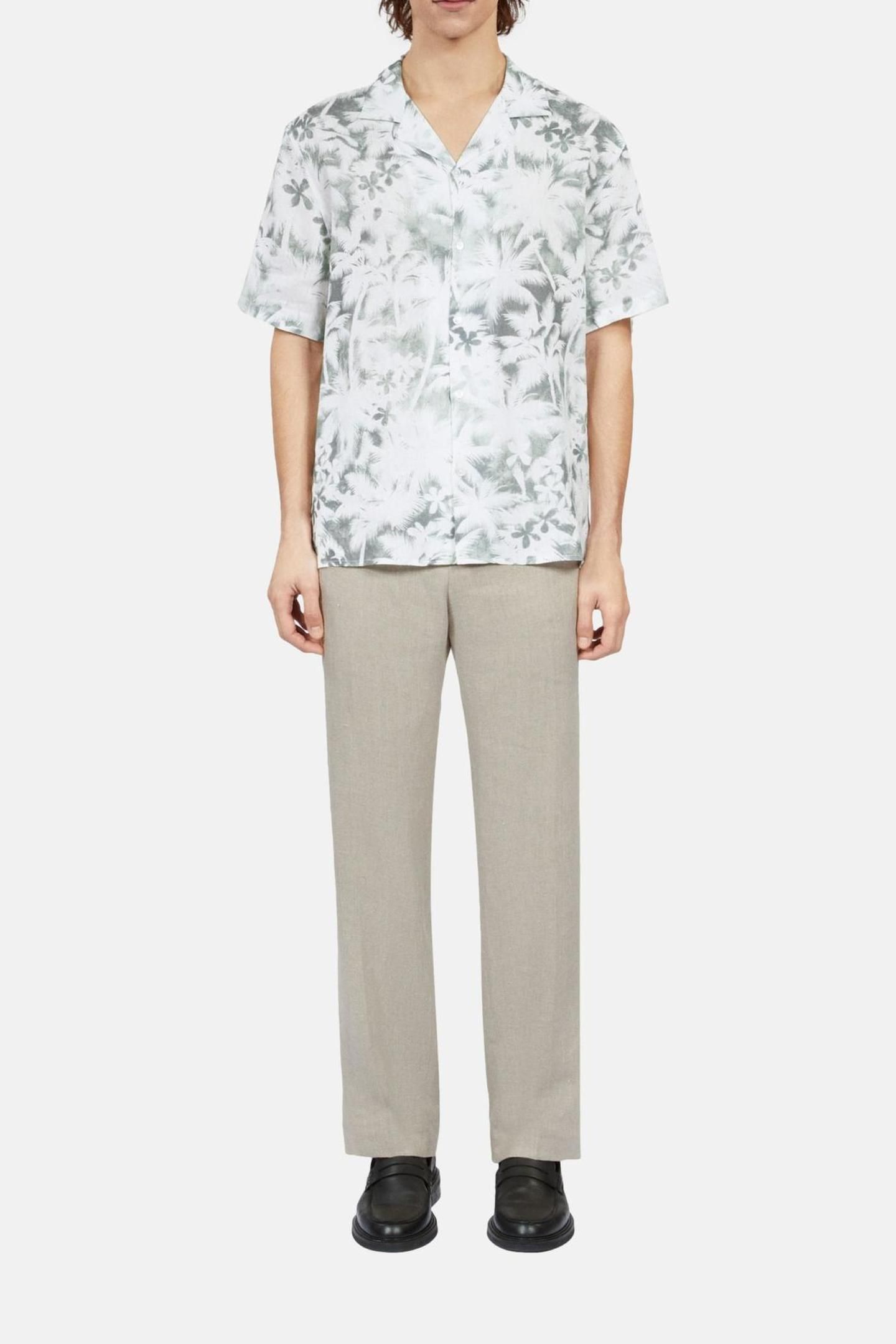 SHORT-SLEEVED SHIRT WITH SHARK COLLAR WHITE-KAKI 3