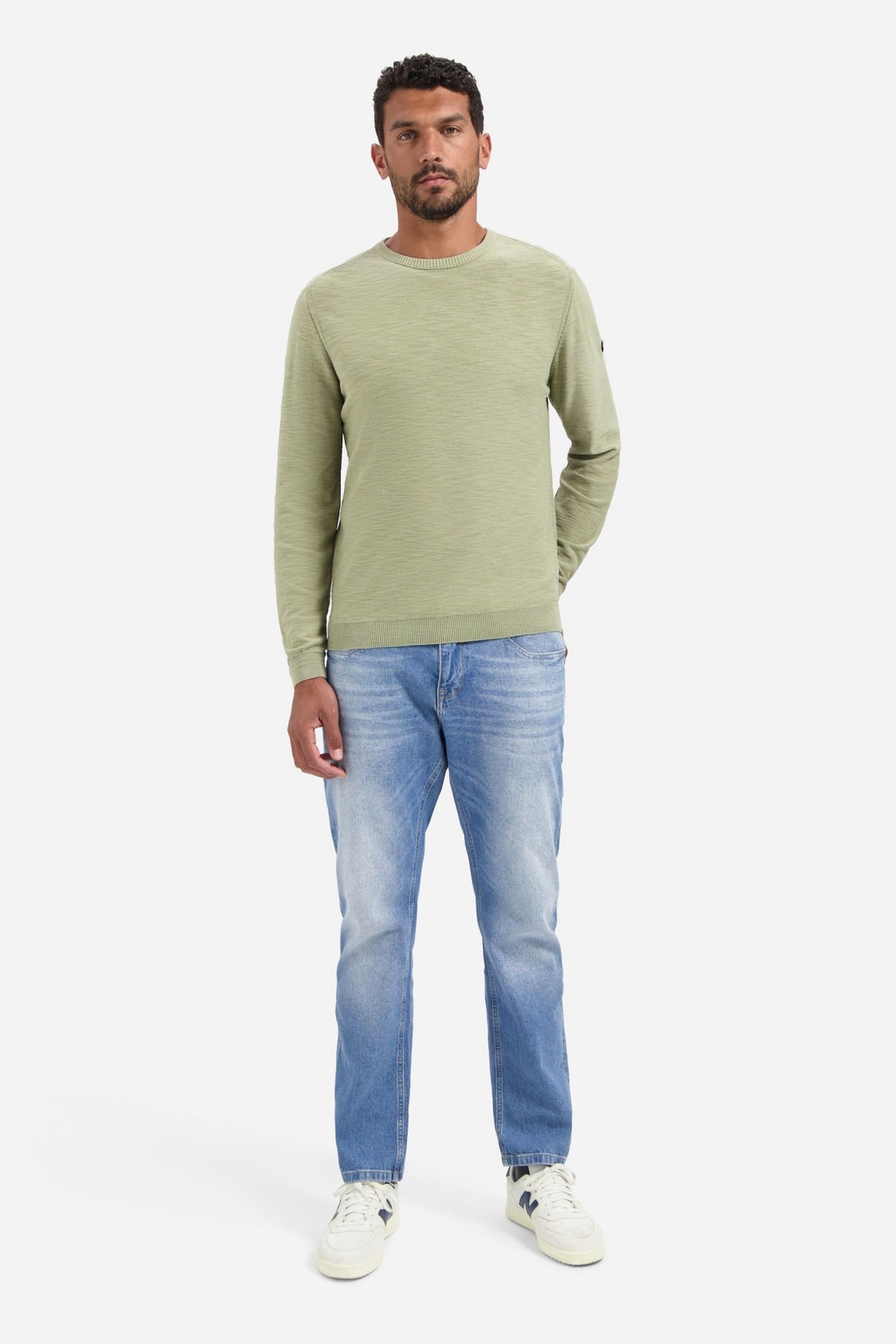 PULLOVER CREWNECK GARMENT DYED + STONE WASHED LIGHT MOSS 2