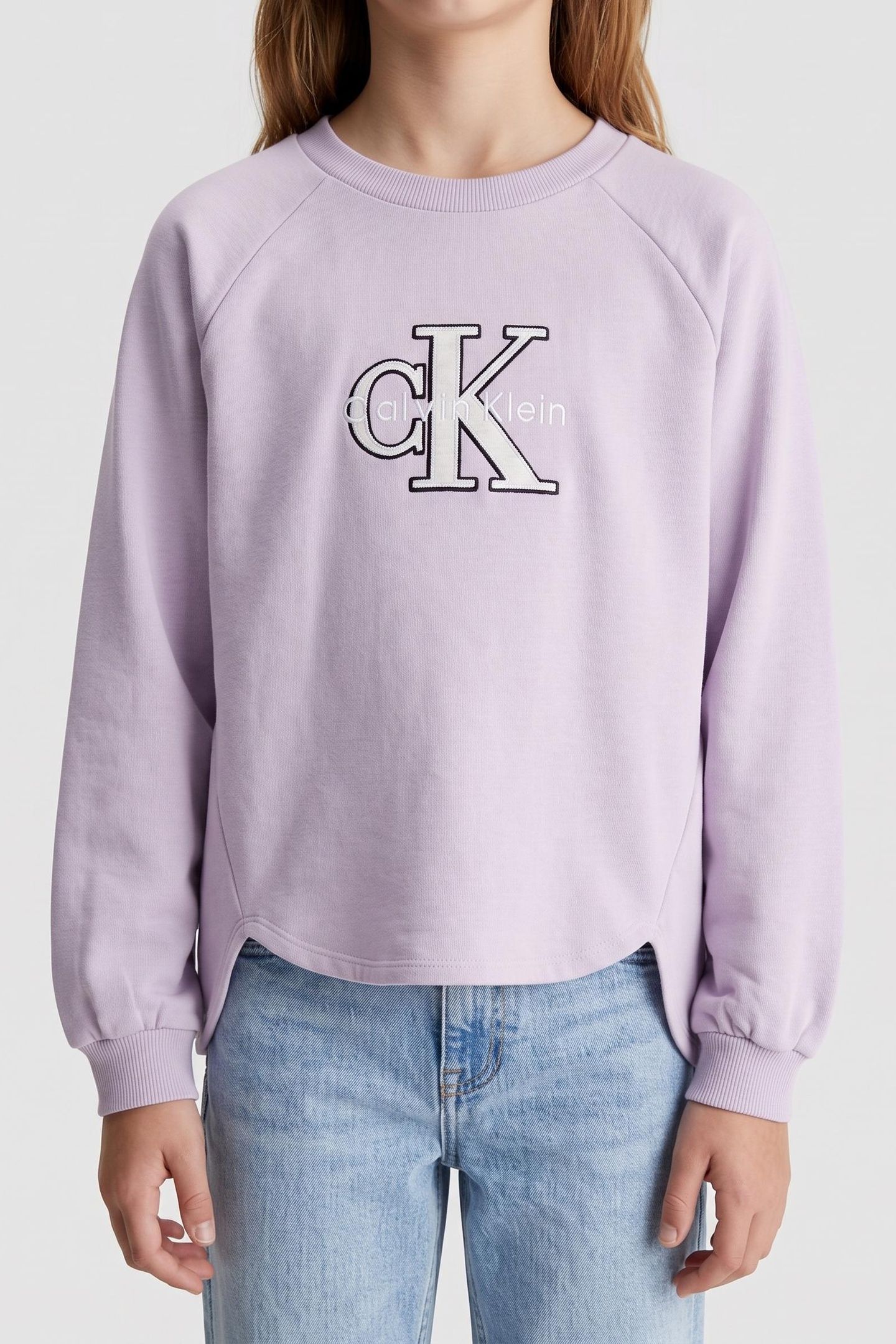 GIRLS FASHION MONOLOGO CREW NECK ORCHID PETAL 1