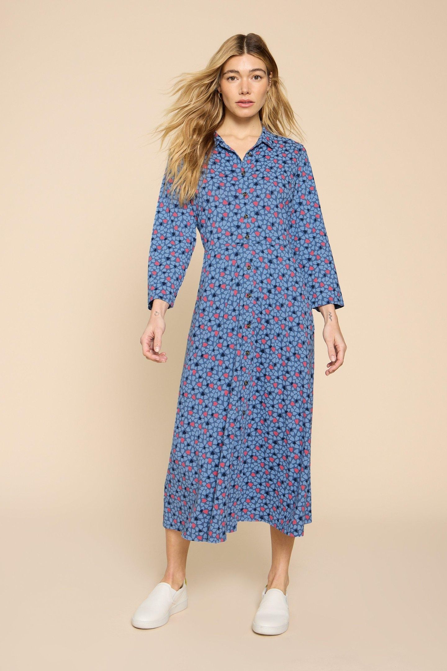 ADA JERSEY SHIRT DRESS BLUE MULTI 2