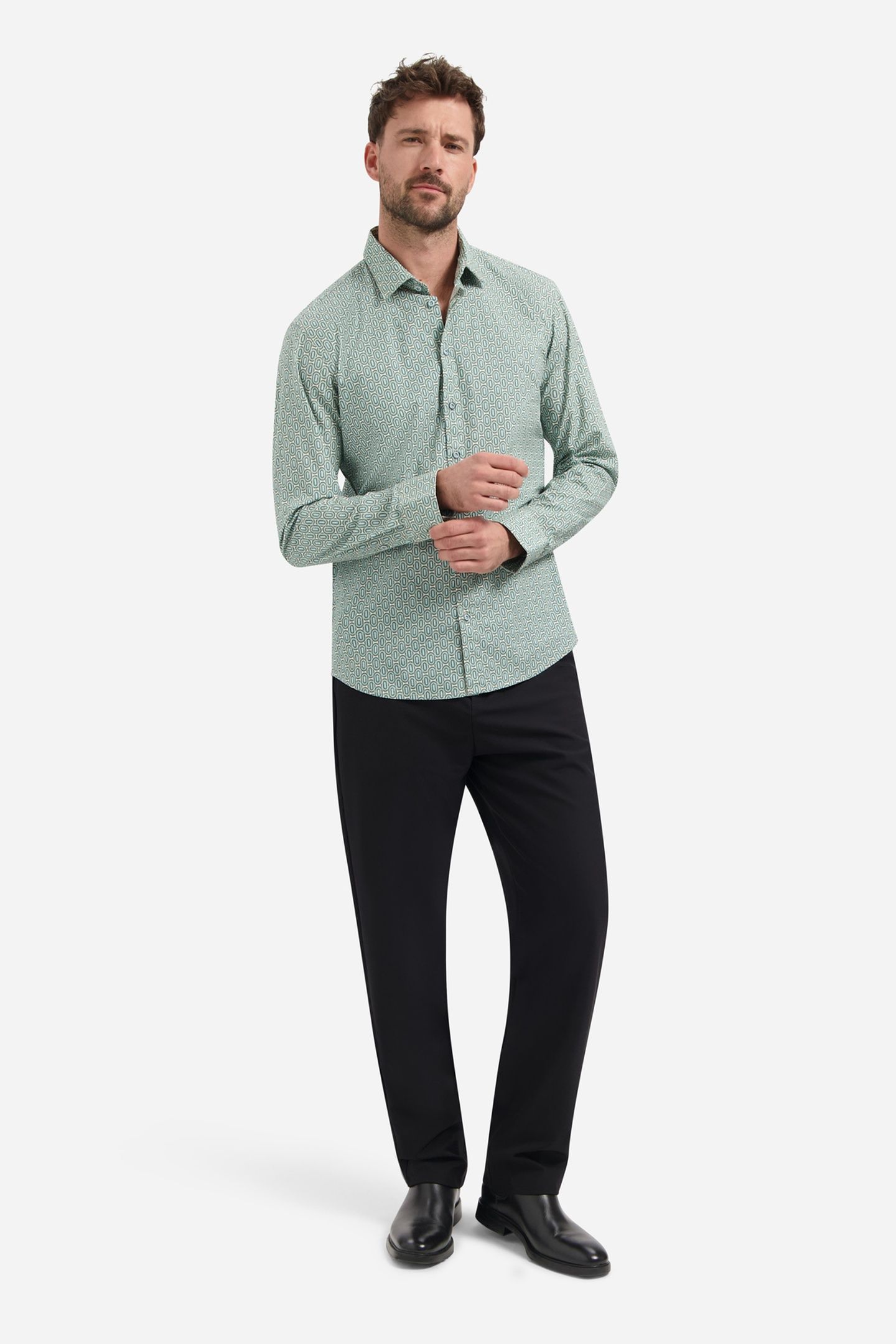 SHIRT STRETCH ALLOVER PRINTED SEABLUE 3