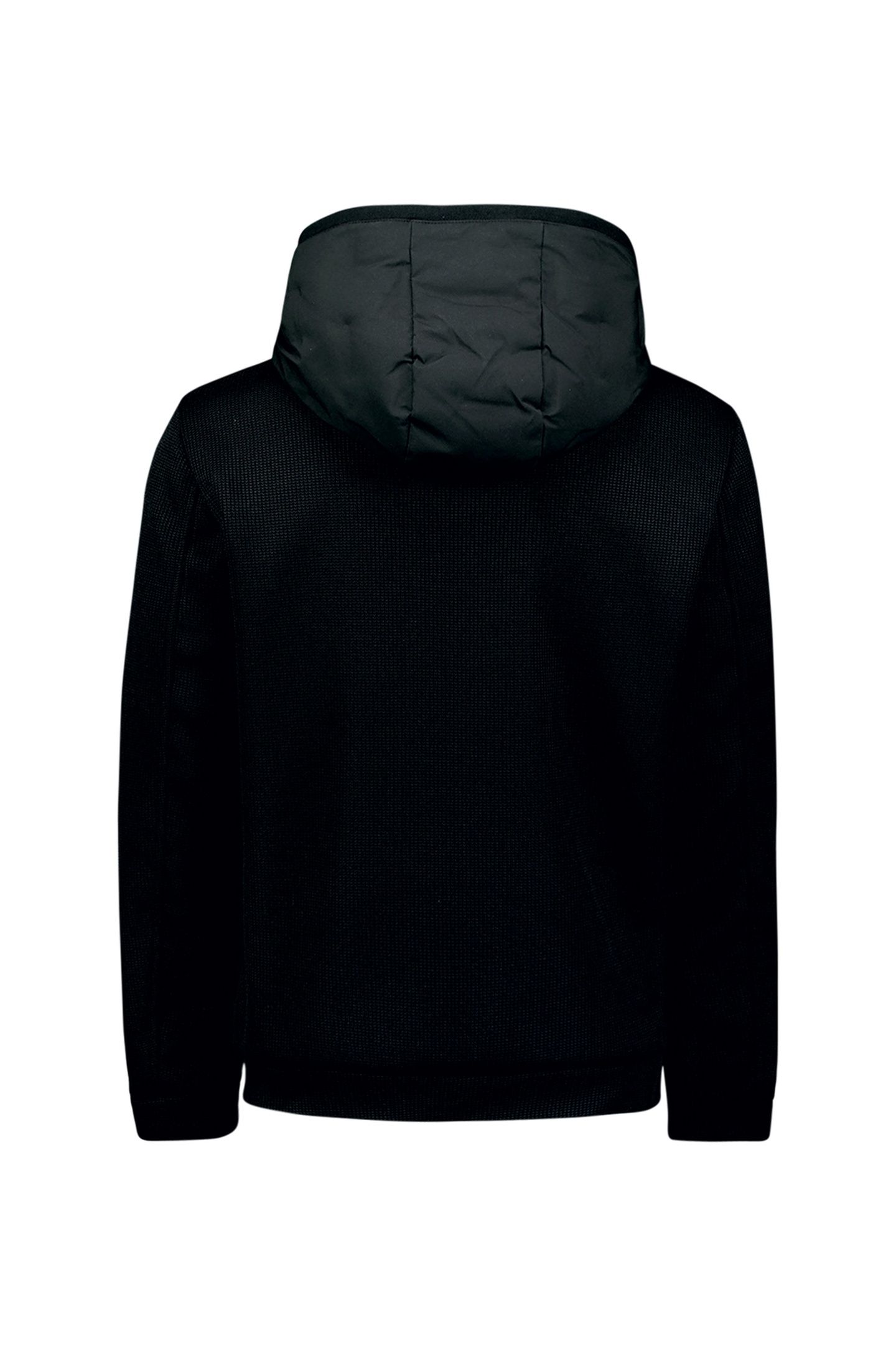 JACKET SHORT FIT SEALED HOODED KNITTED MIX BLACK 5
