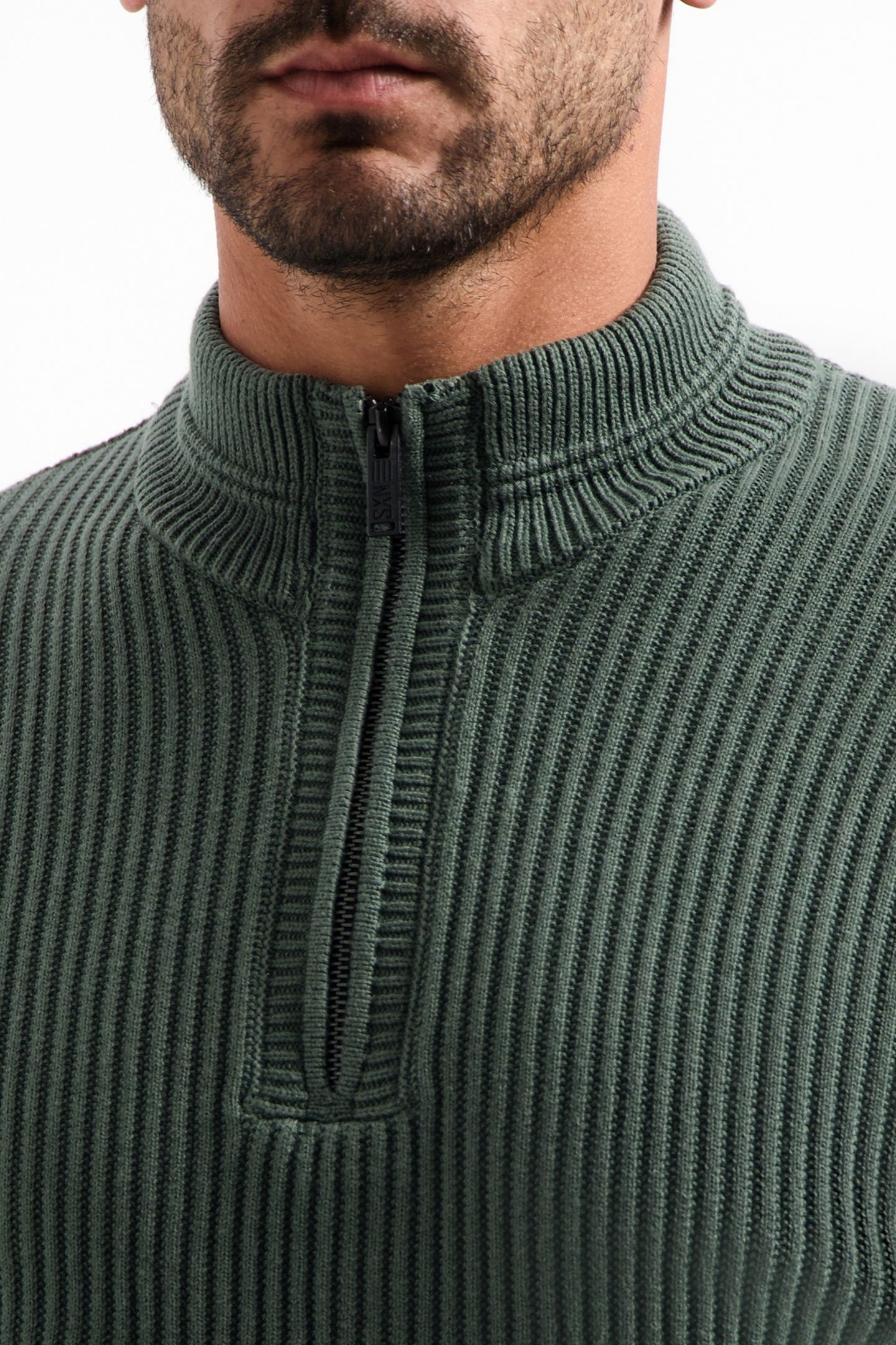 PULLOVER HALF ZIP RIB VARIATION DARK GREEN 7