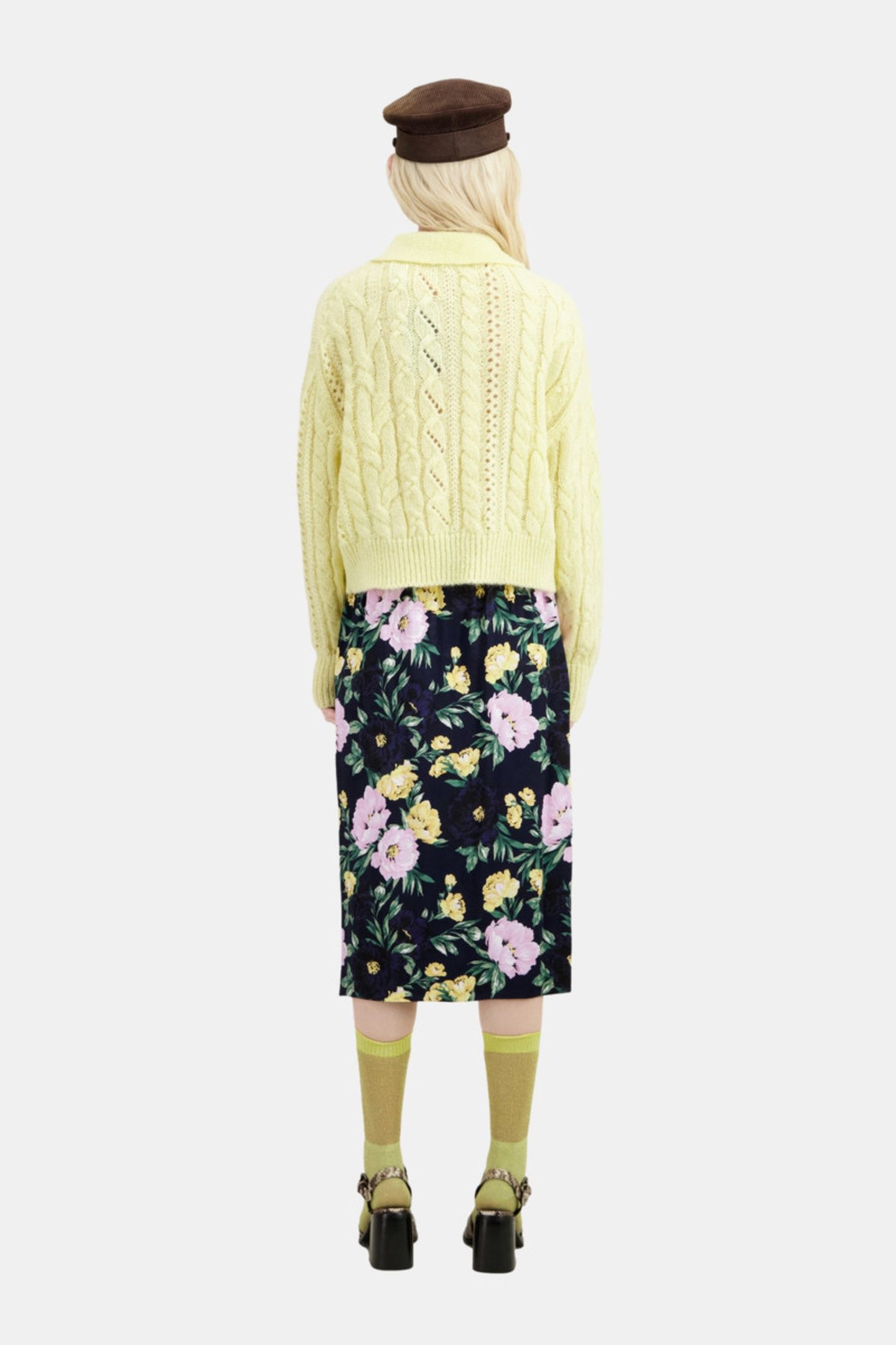 CABLE-STRANDED PACKED NECK SWEATER YELLOW 5