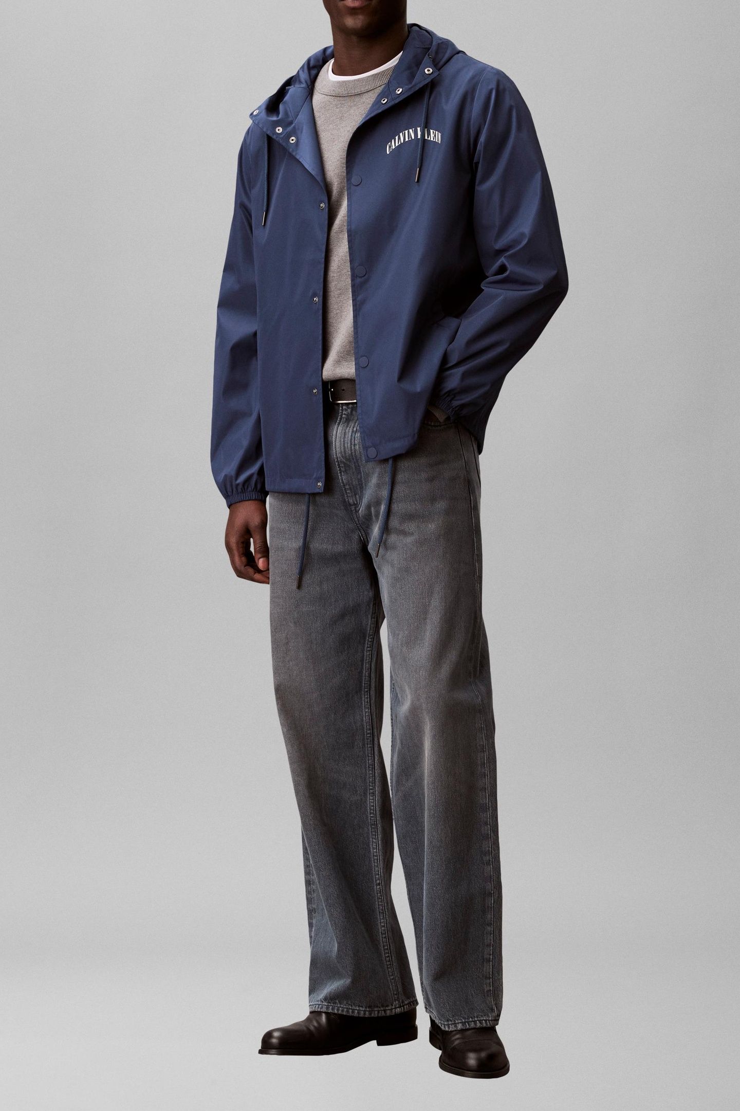 LONG SLEEVE GRAPHIC PRINT COACH JACKET DARK DENIM 3