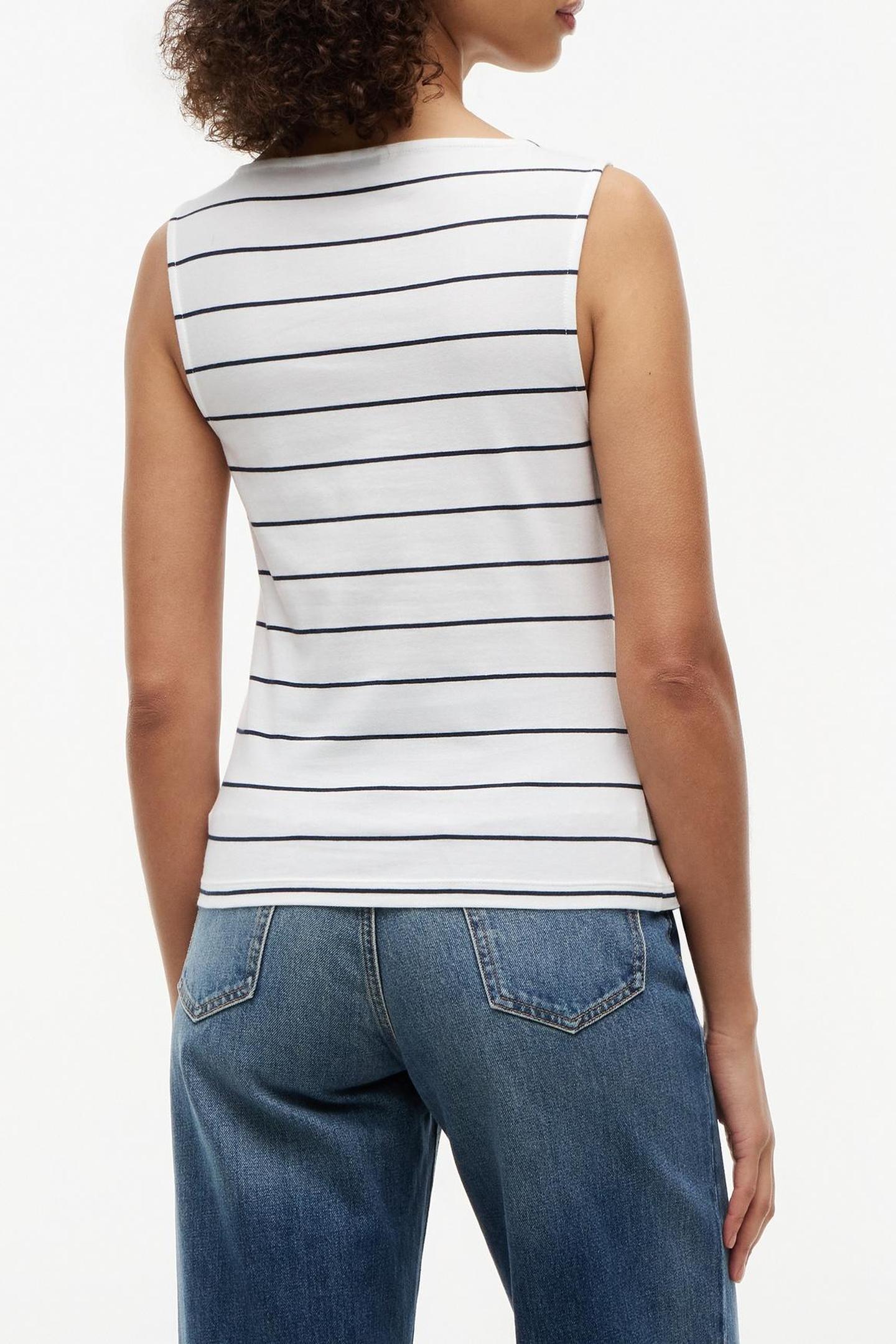 SLIM BOAT NECK TANK TOP FINE ECRU/DARK NIGHT NAVY 2