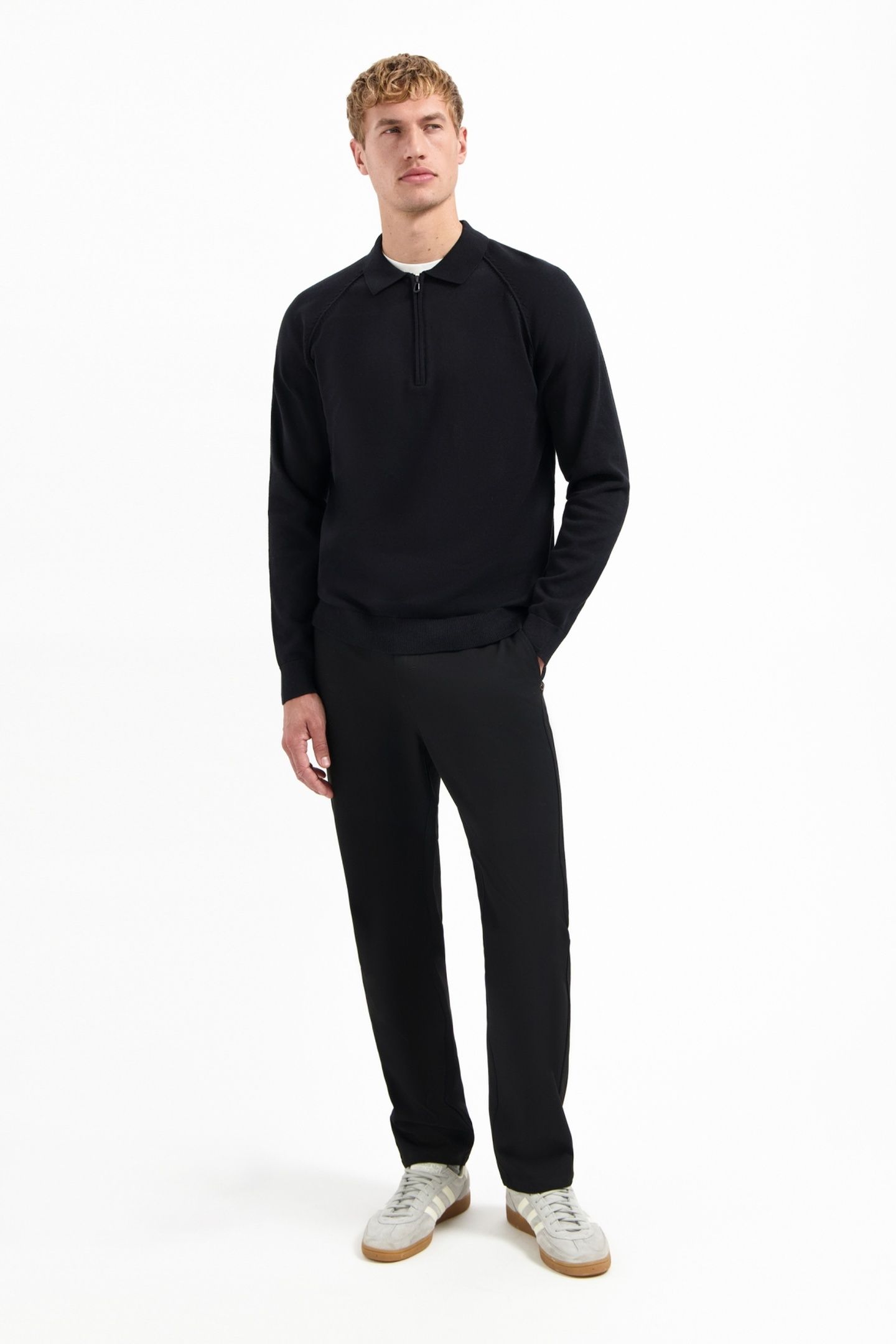 PULLOVER POLO HALF ZIP SOLID BLACK 1
