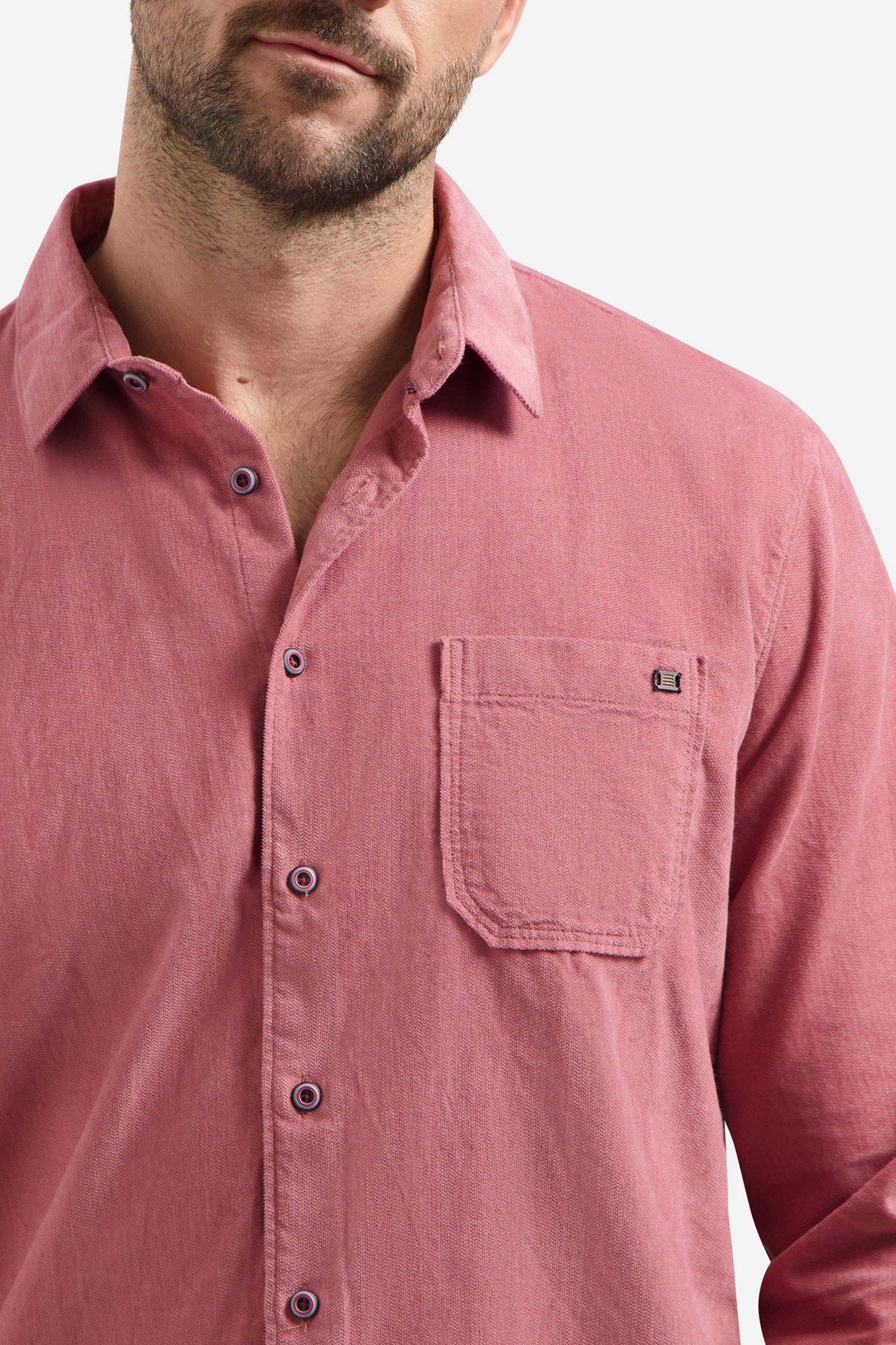 SHIRT HERRINGBONE FINE CORDUROY OLD PINK 7