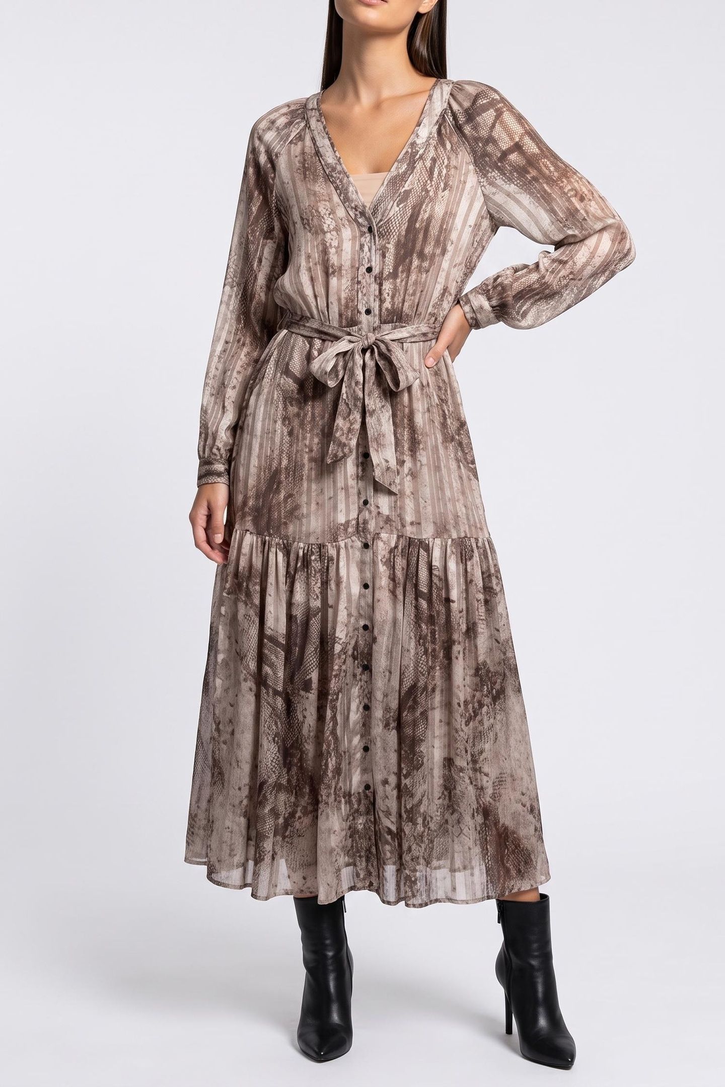 GUESS ECO BREANNA LONG DRESS WATER SNAKE PRINT TA 1
