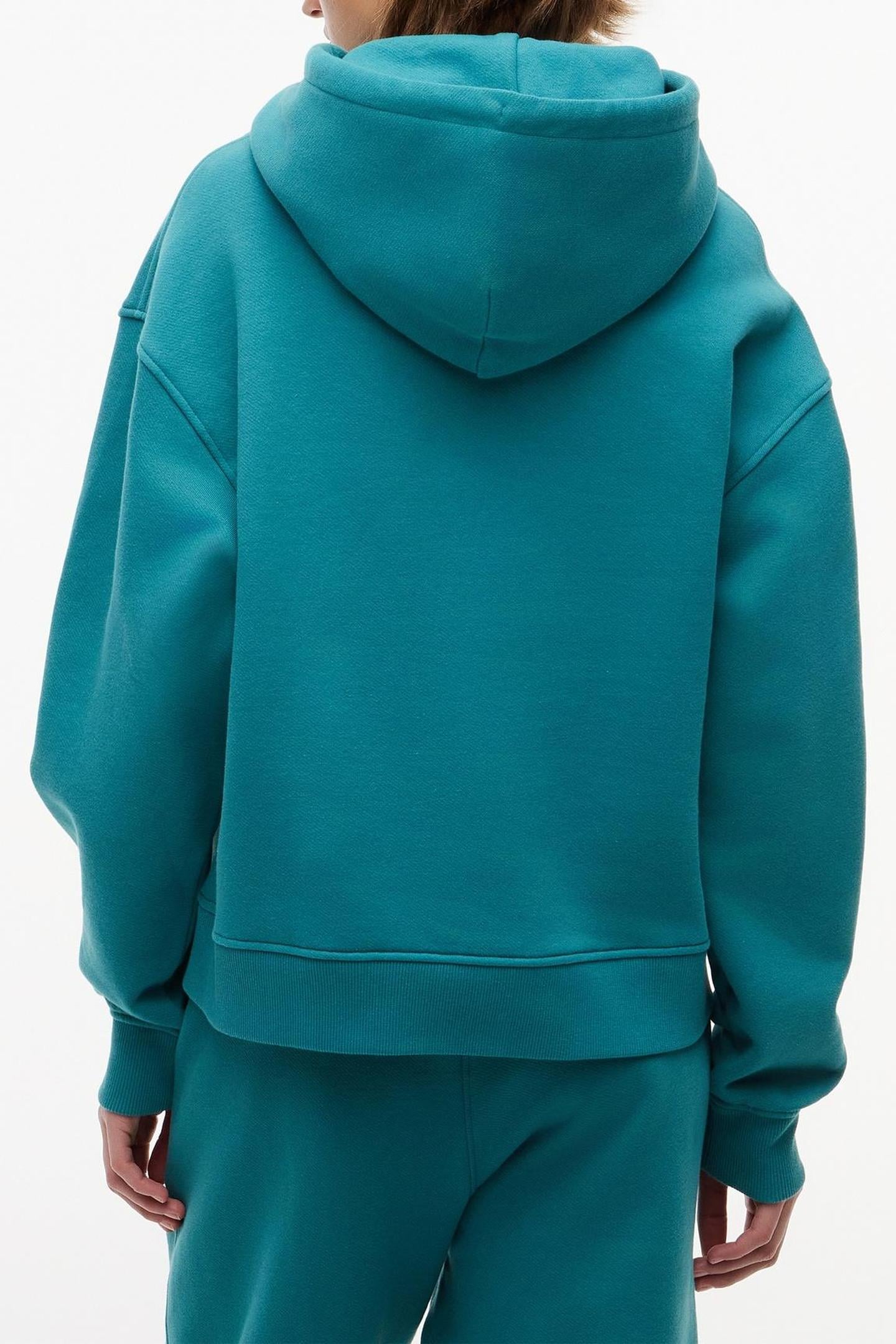 BOXY BADGE HOODIE PLATINUM TEAL 2