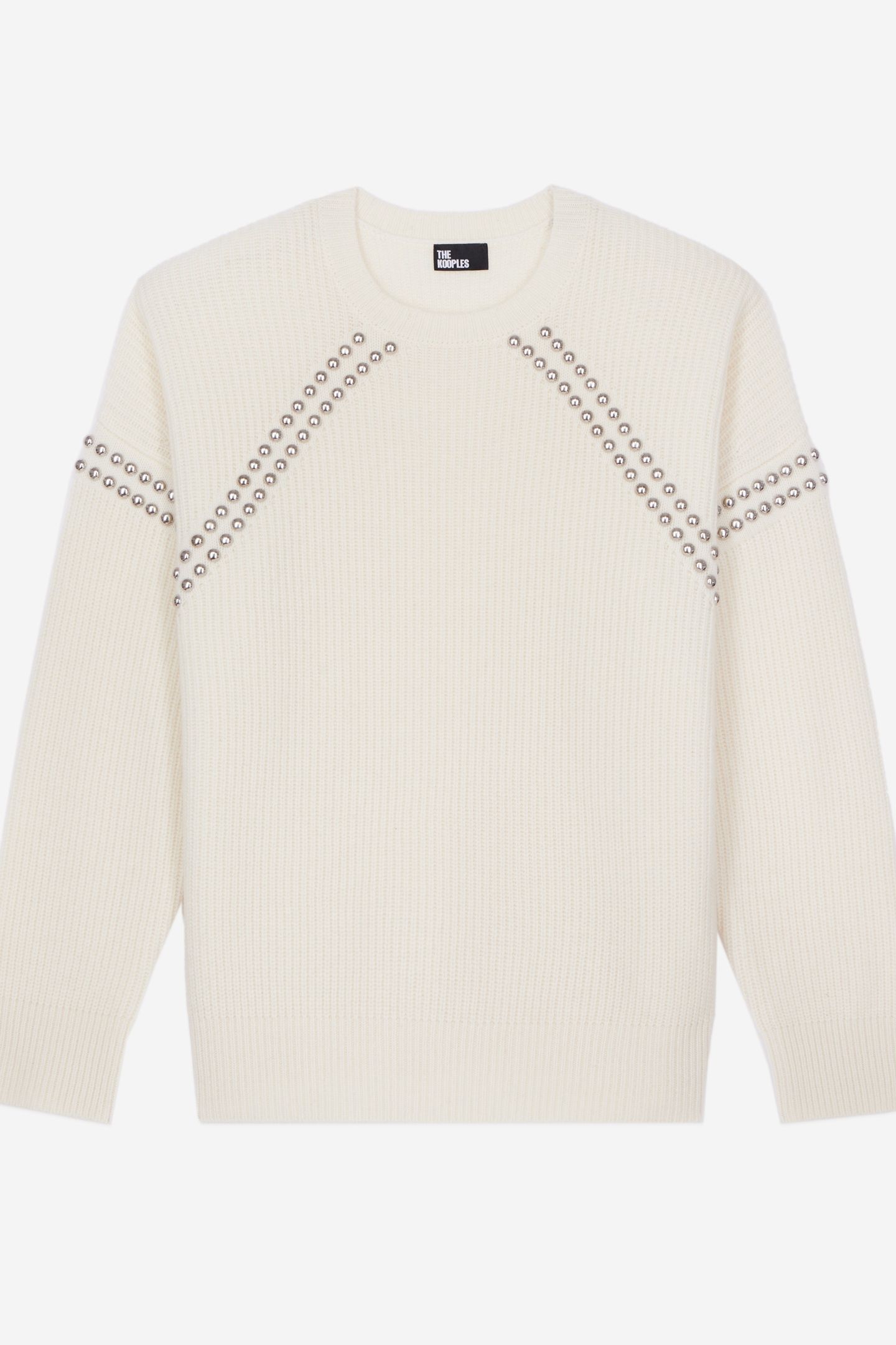 ROUND NECK SWEATER WITH STUD DETAILS ECRU 5