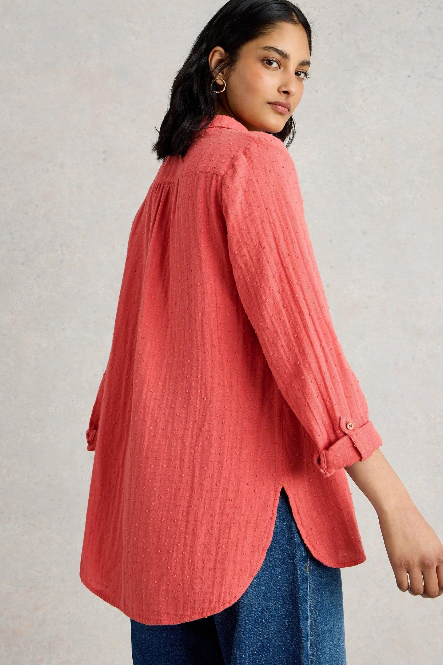 SOPHIE LONGLINE COTTON SHIRT MID PINK 3
