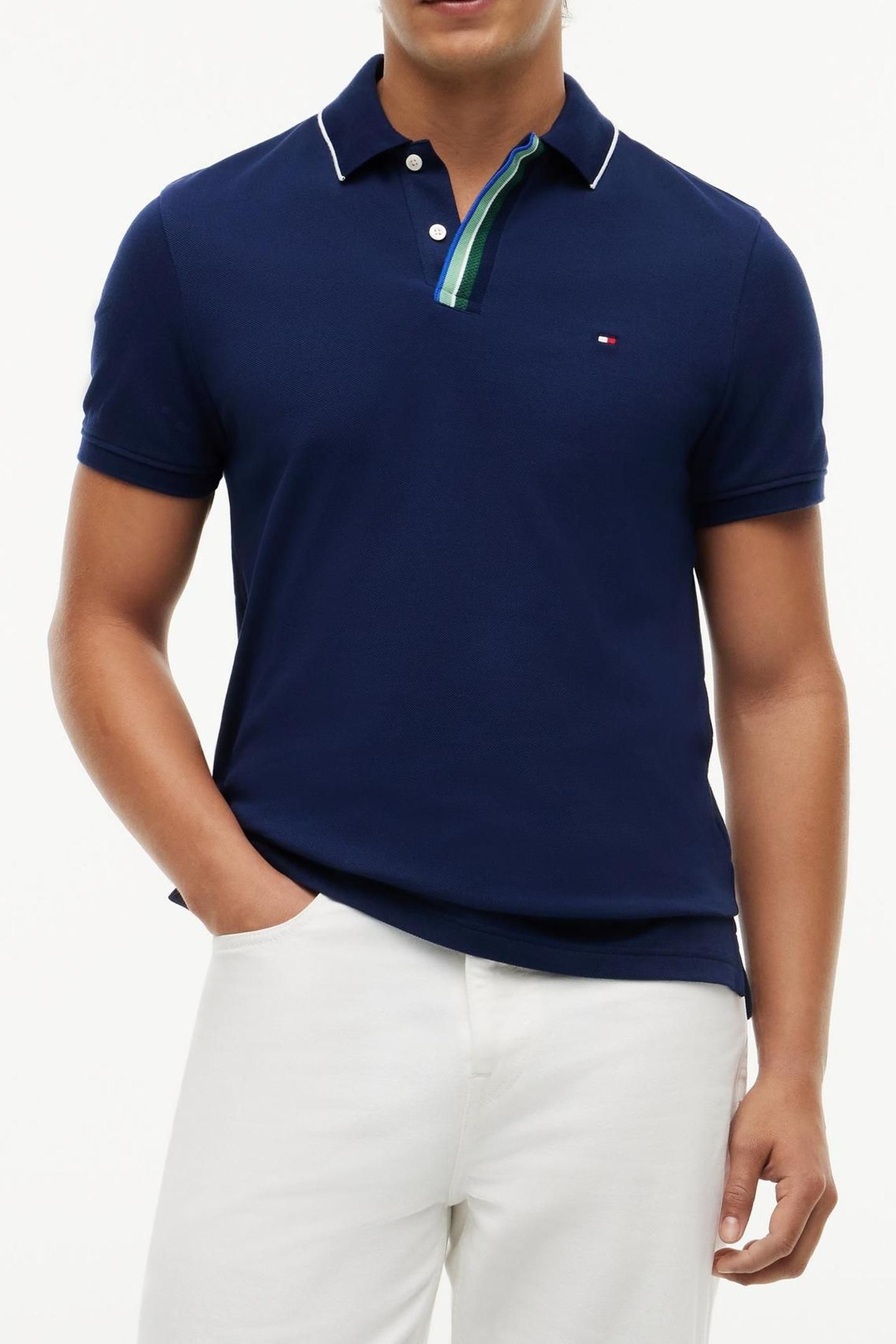 PIQUE PLACKET T-SHIRT CARBON NAVY 1