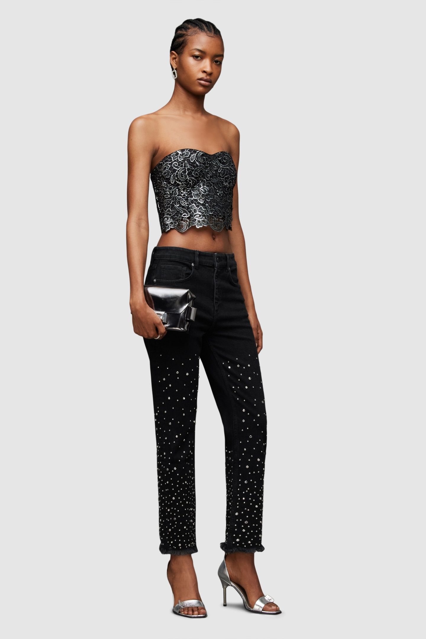 EVIE STUDDED JEAN WASHED BLACK 1