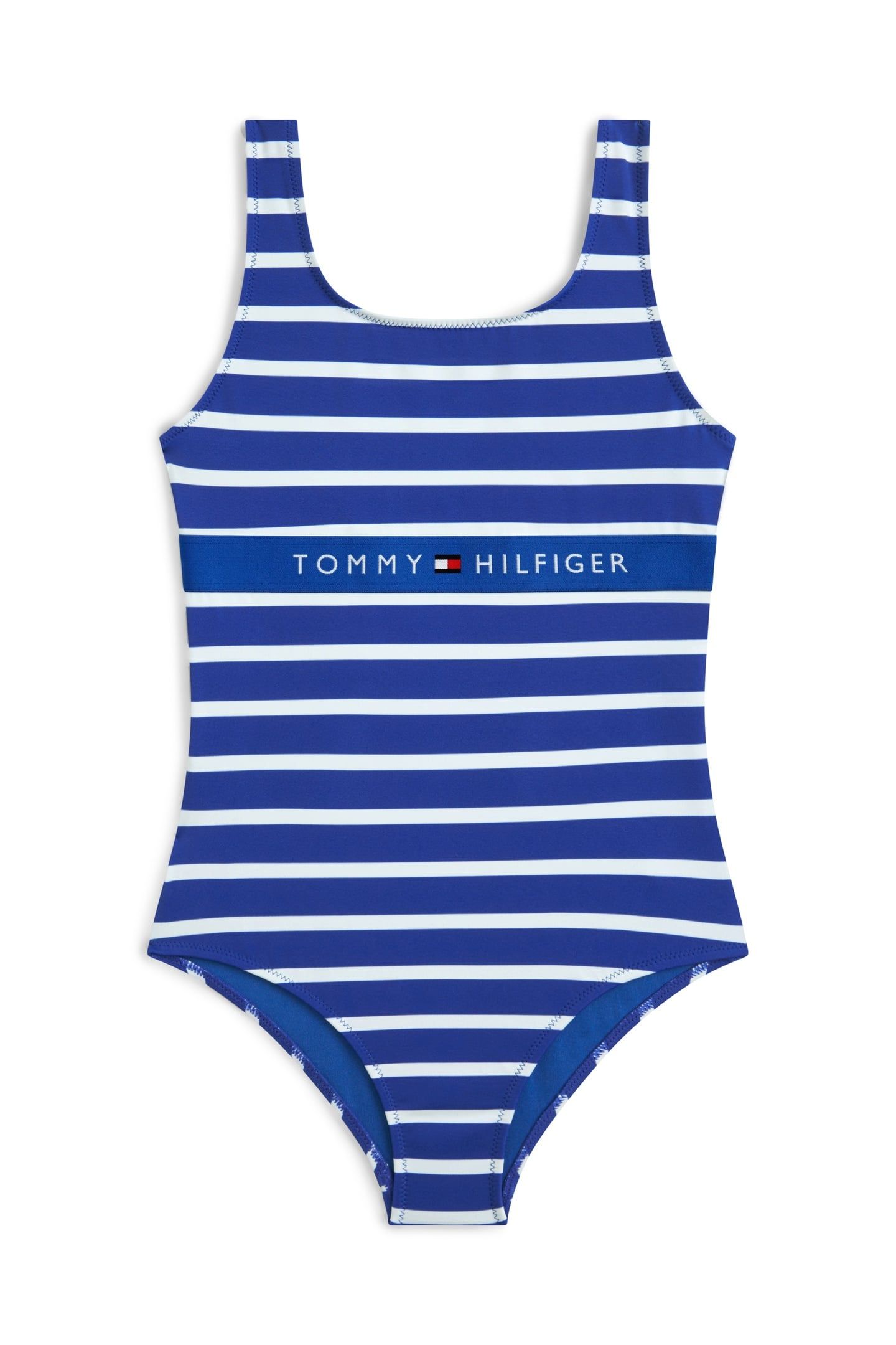 GIRLS SQUARE NECK ONE PIECE BLUE ORBIT BRETON STRIPE 1