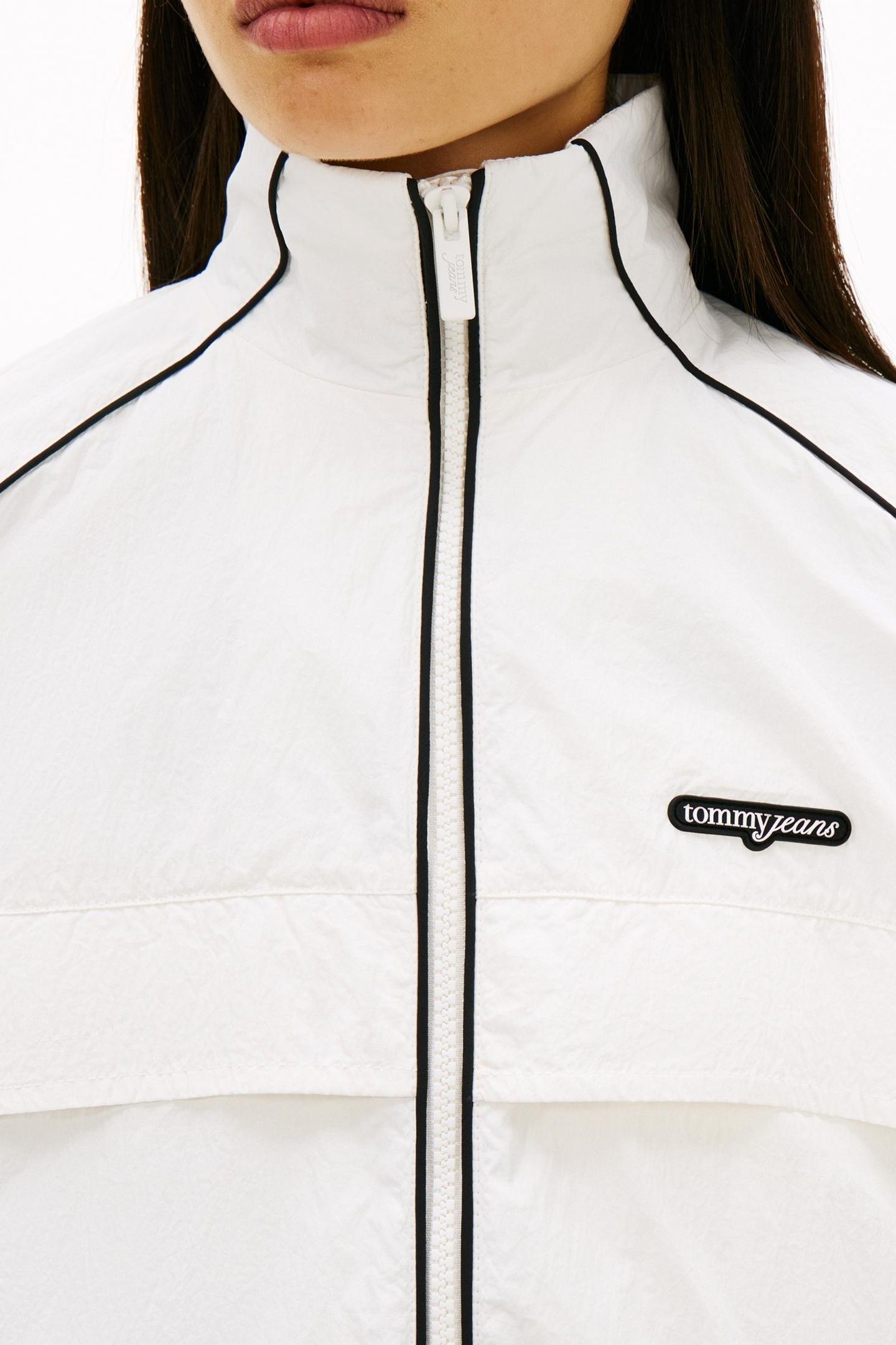 PIPING NYLON TRACK JACKET ECRU 5