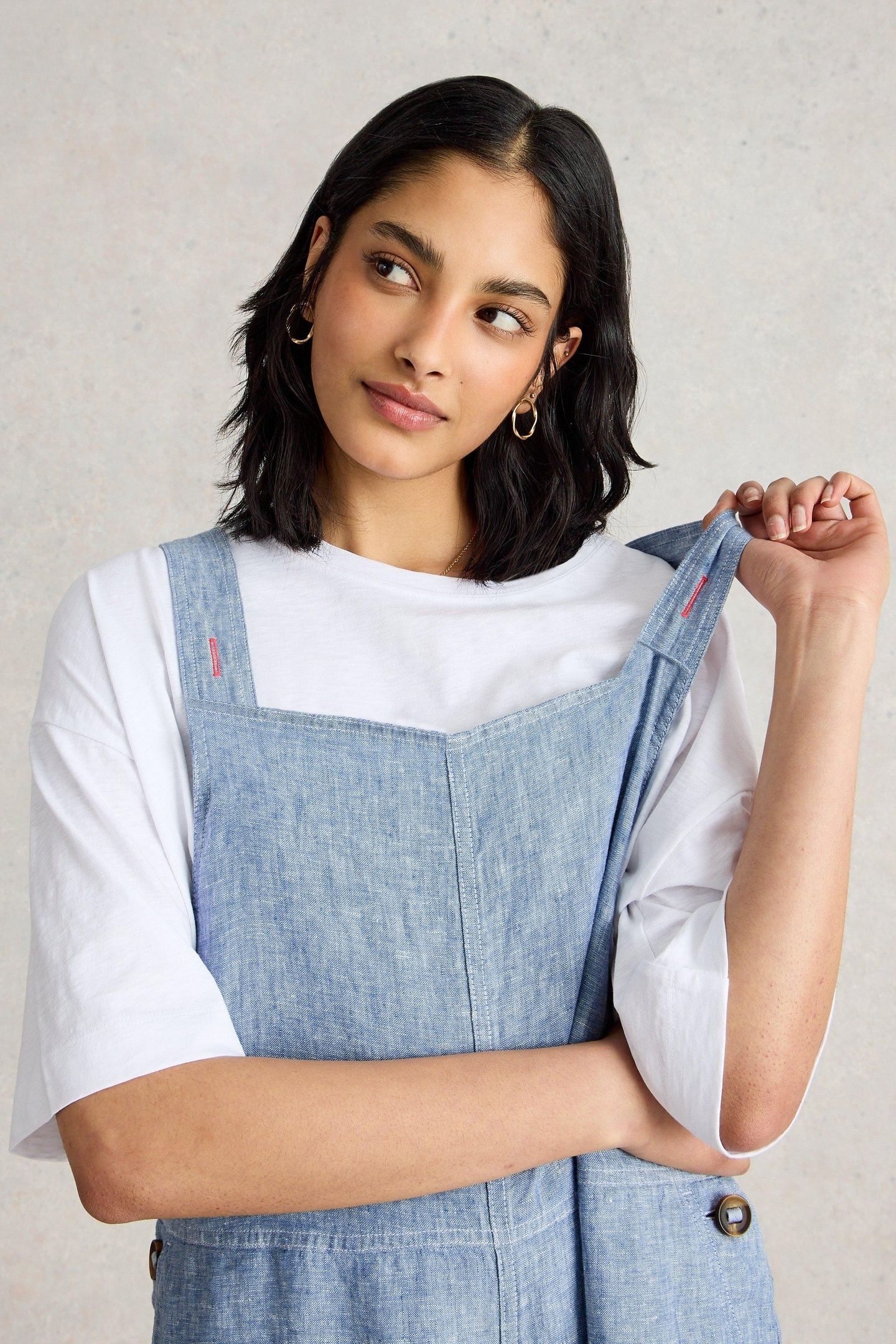 VIVIAN LINEN DUNGAREE CHAMBRAY BLUE 1