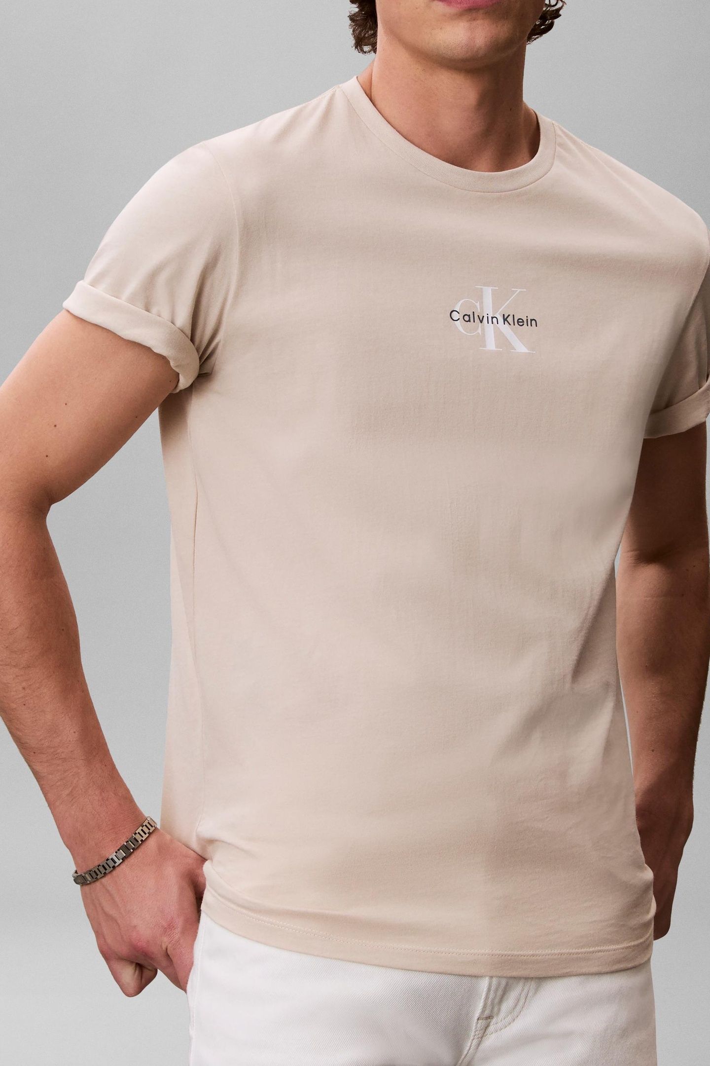SS 30S MICRO MONOGRAM TEE OATMEAL 2
