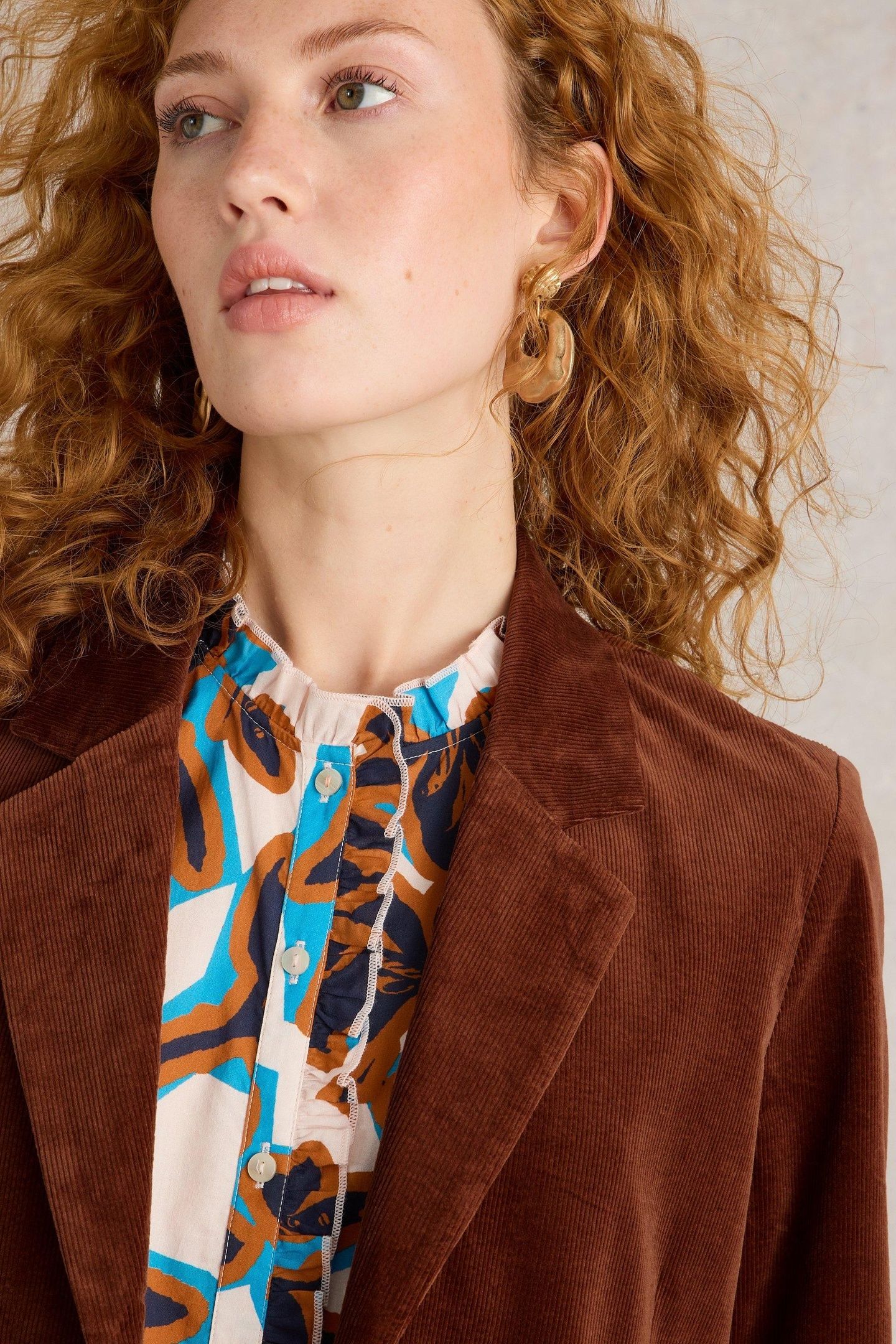 EVELYN CORD BLAZER DARK TAN 6