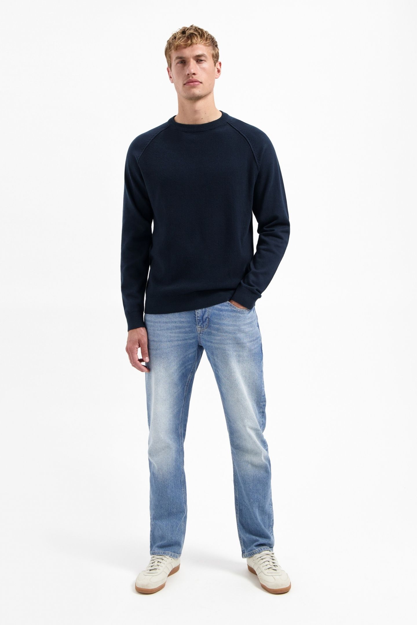 PULLOVER CREWNECK SOLID WAFFLE KNIT NIGHT 3