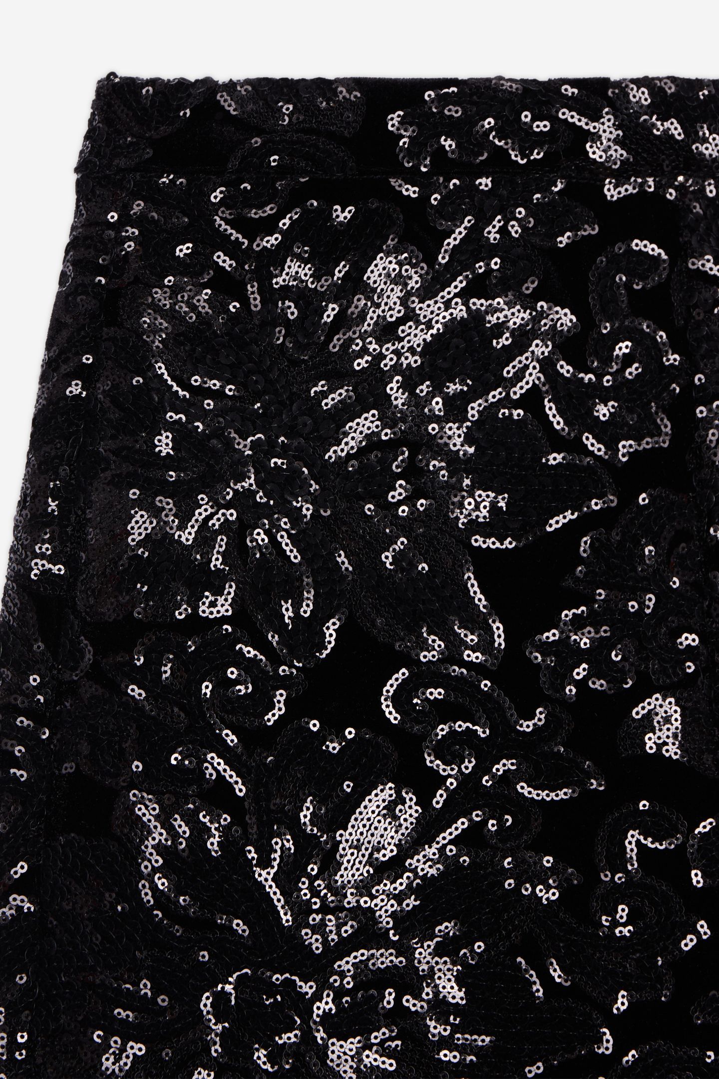EMBROIDERED SEQUINED VELVET TROUSERS BLACK 5