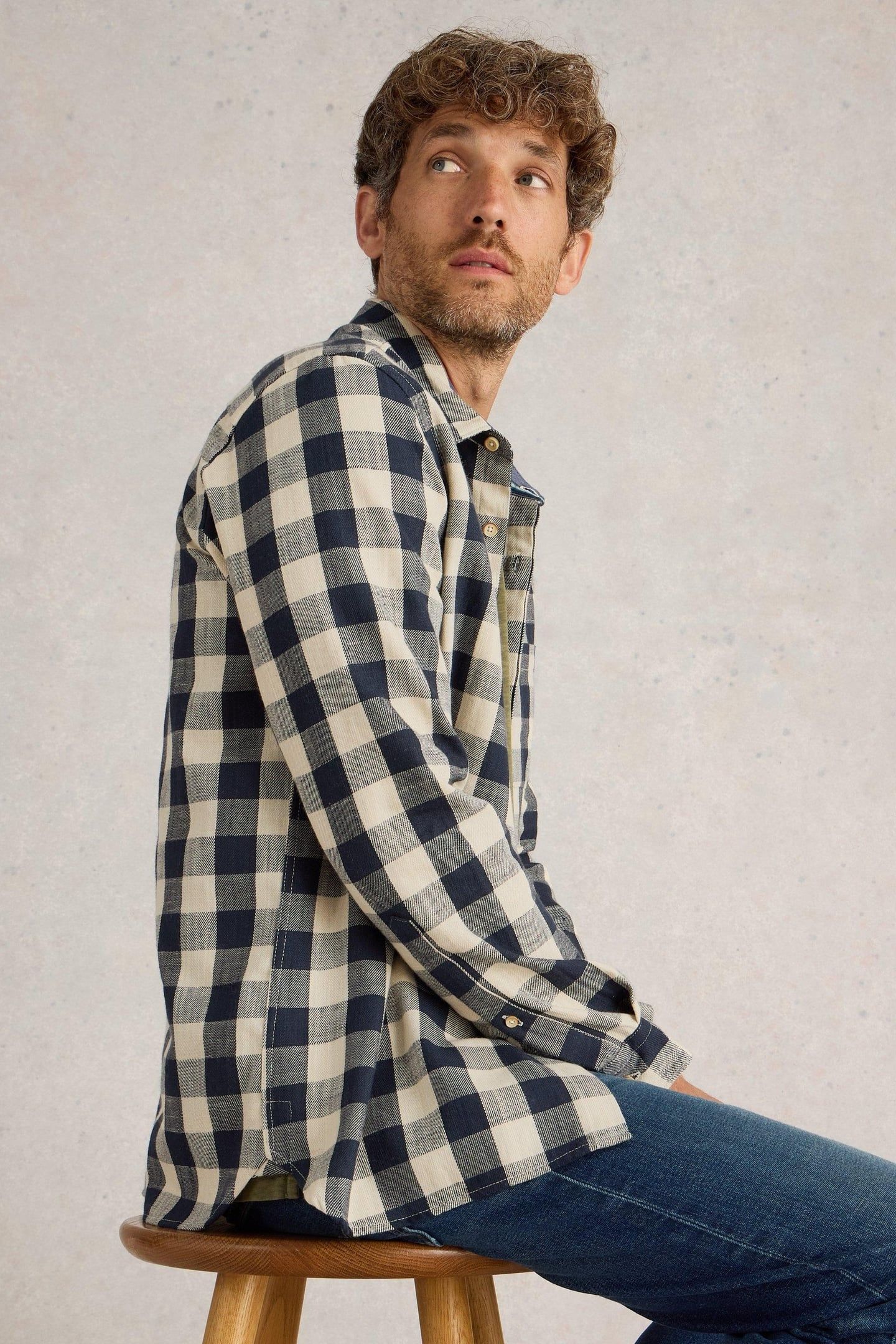 BUFFALO CHECK LS SHIRT NAVY MULTI 4