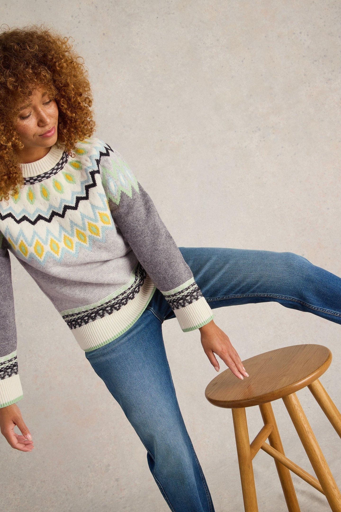 SUNSET FAIRISLE JUMPER GREY MULTI 7