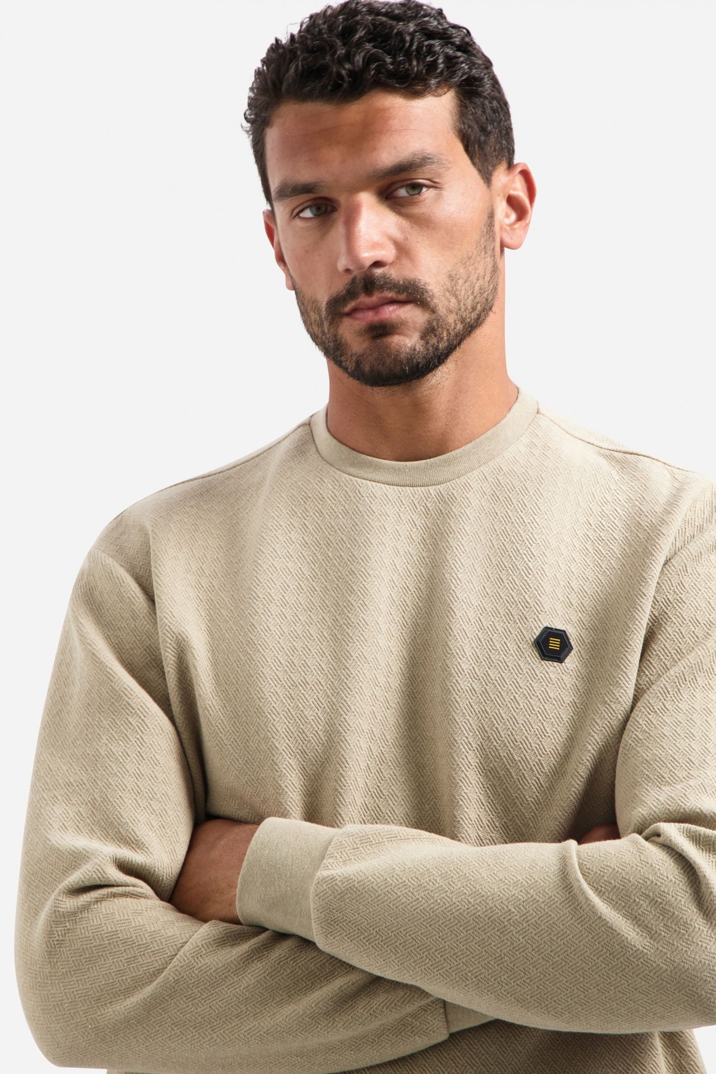 SWEATER CREWNECK RELIEF MELANGE SAND 2