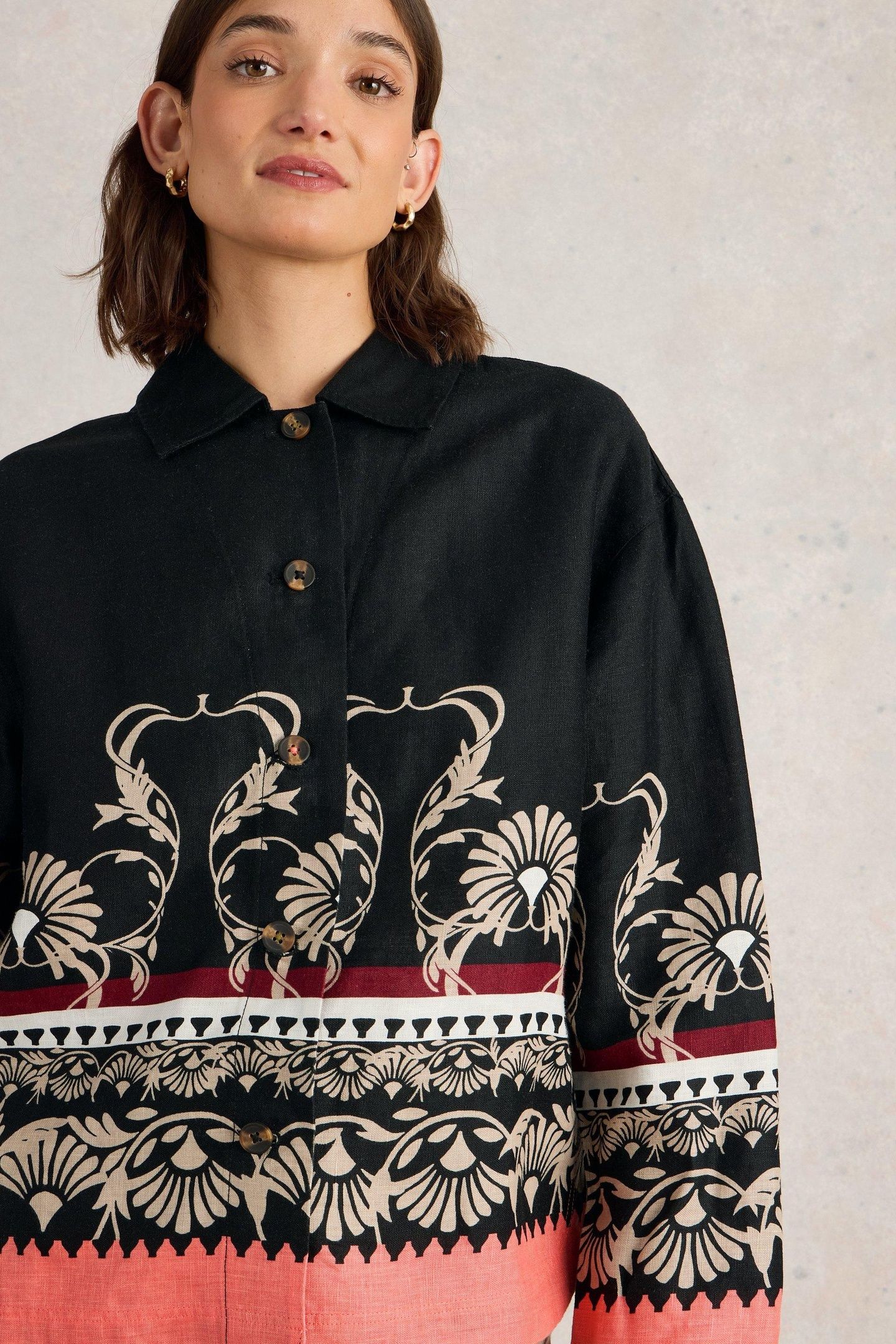 CARRIE LINEN JACKET BLACK PRINT 4