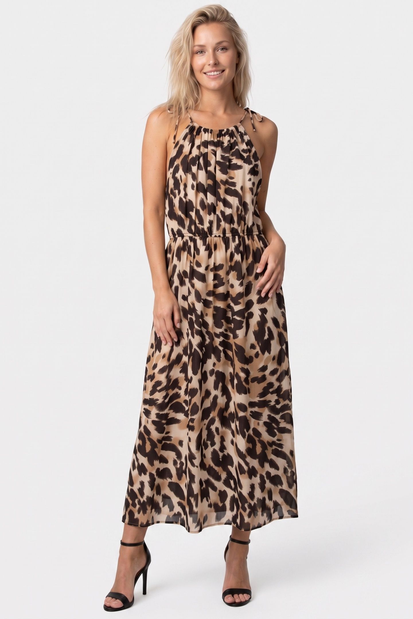 GERRI AOP DRESS BROWN 1