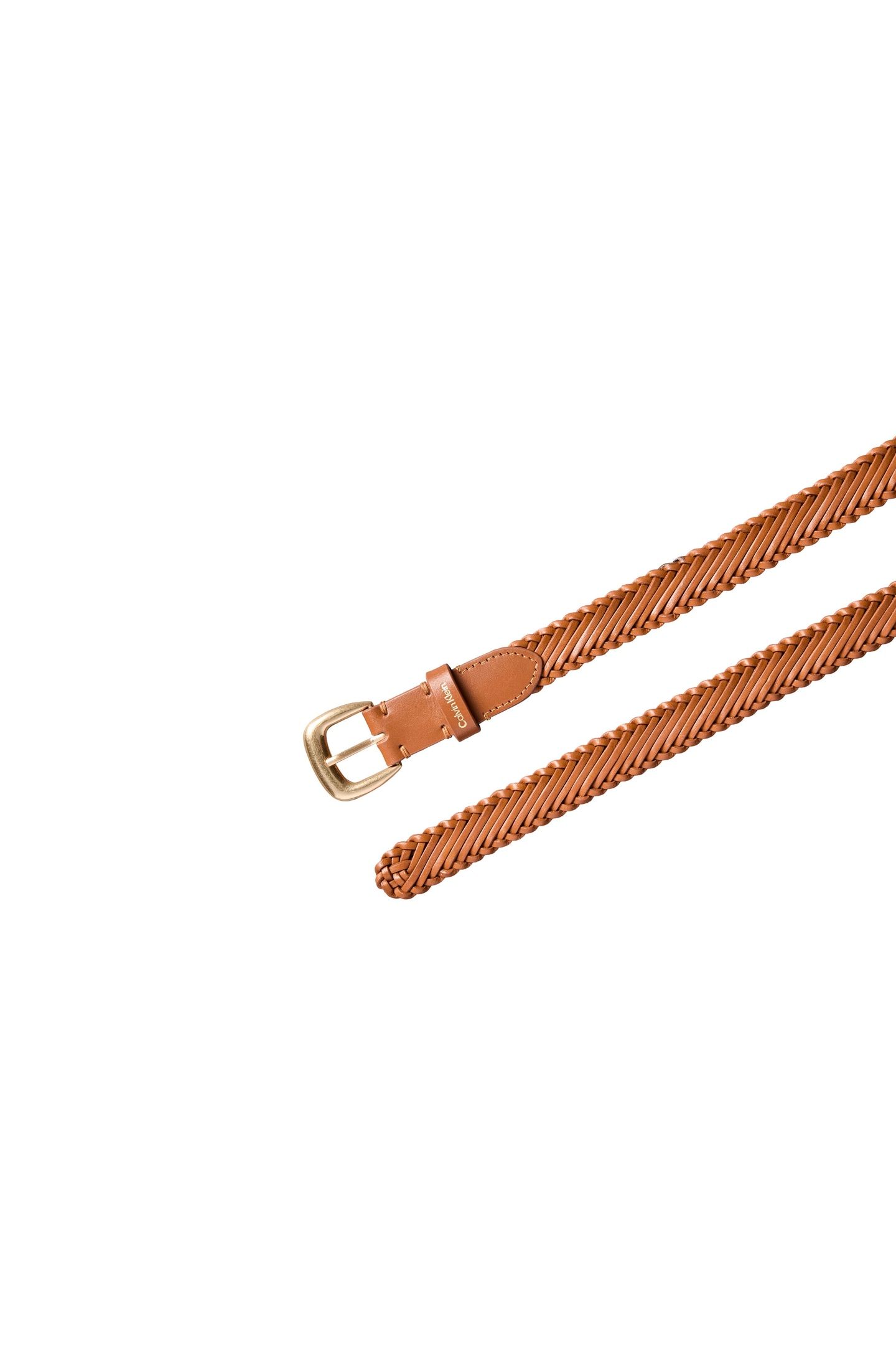BRAIDED LOGO BUCKLE BELT ARGAN OIL/ANTIQUE LIGHT GOLD 3