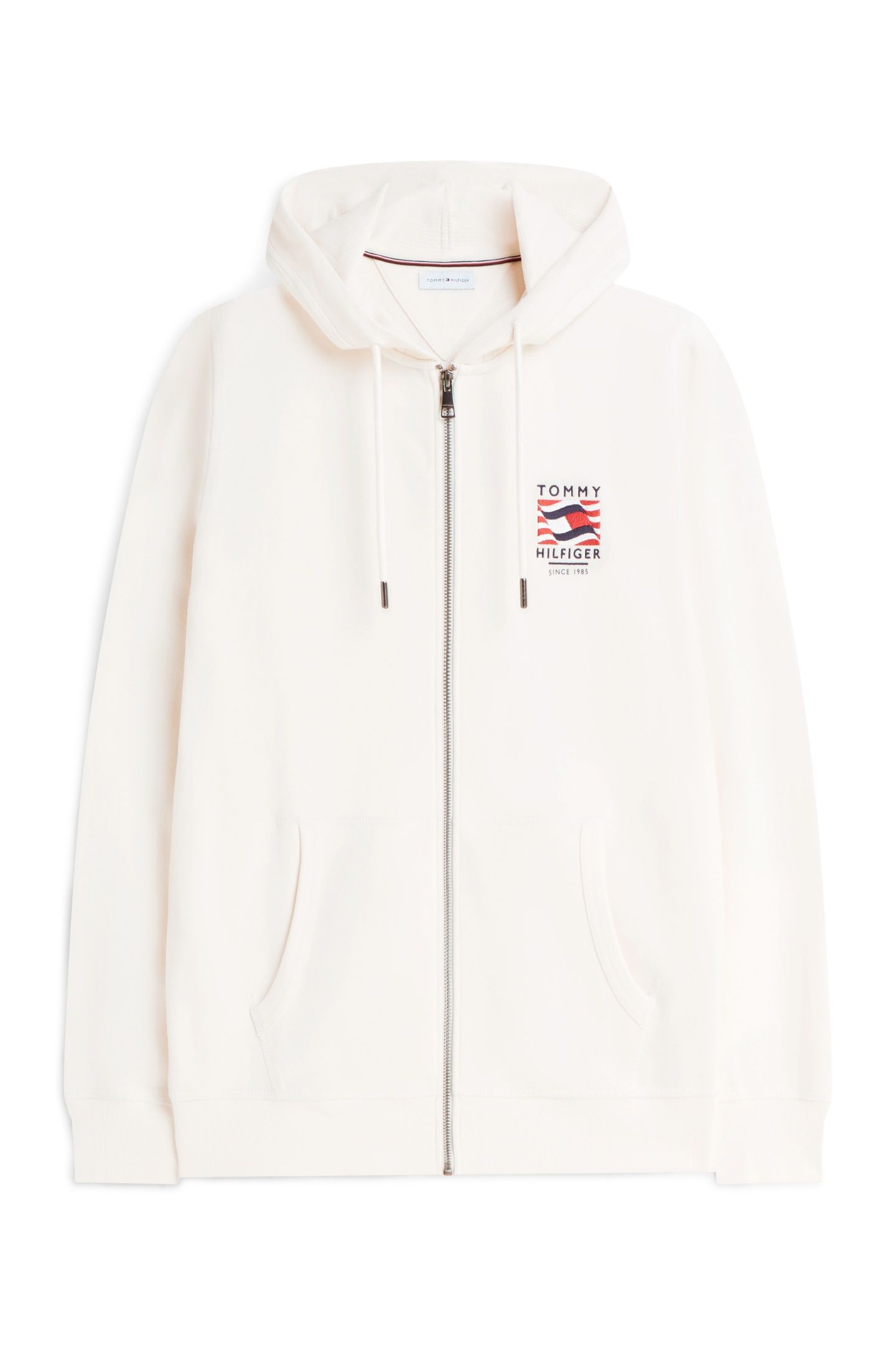 FLAG EMBROIDERY FRENCH TERRY ZIP-THRU HOODY IVORY PETAL 4