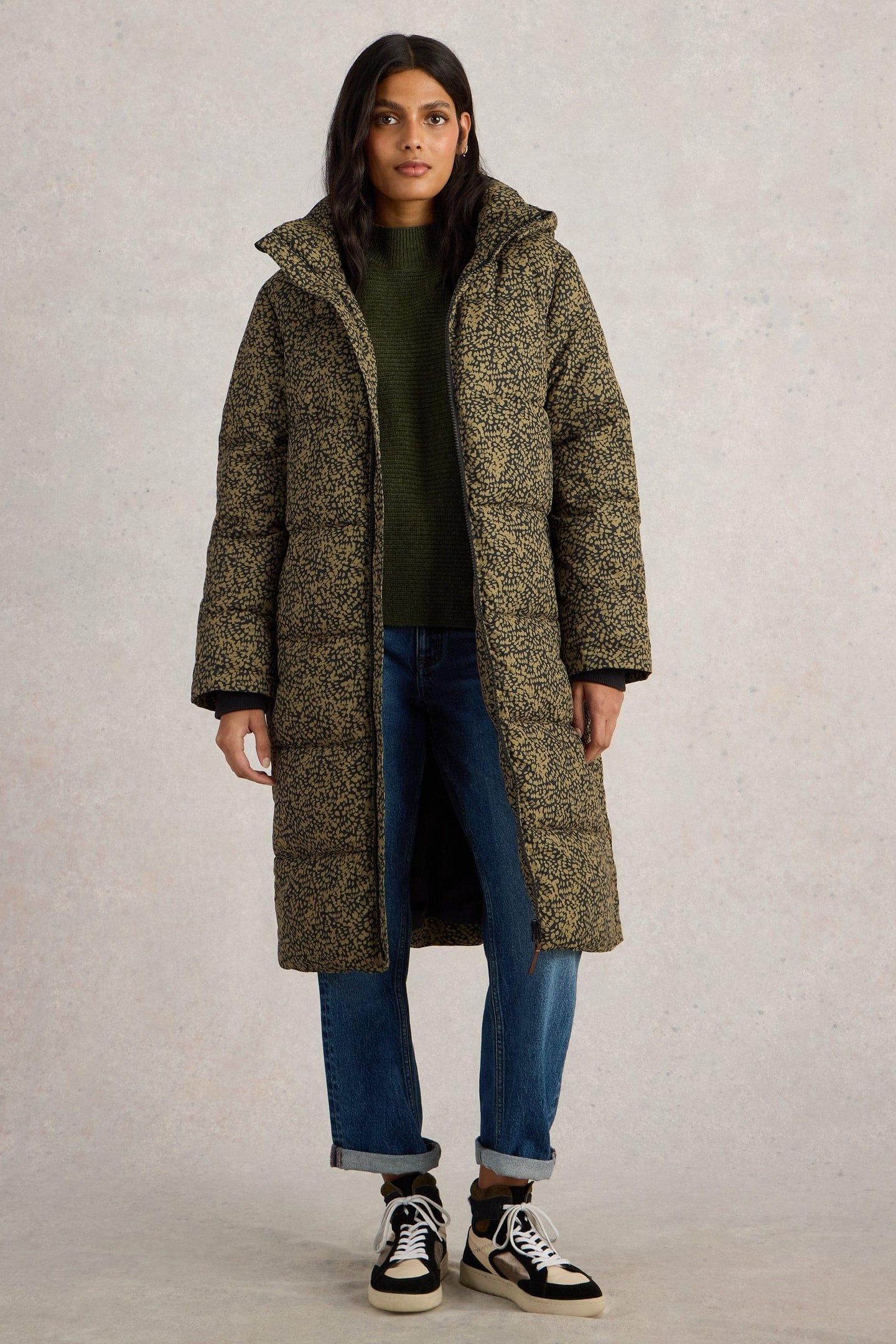 ELYSE QUILTED COAT BLACK PRINT 1
