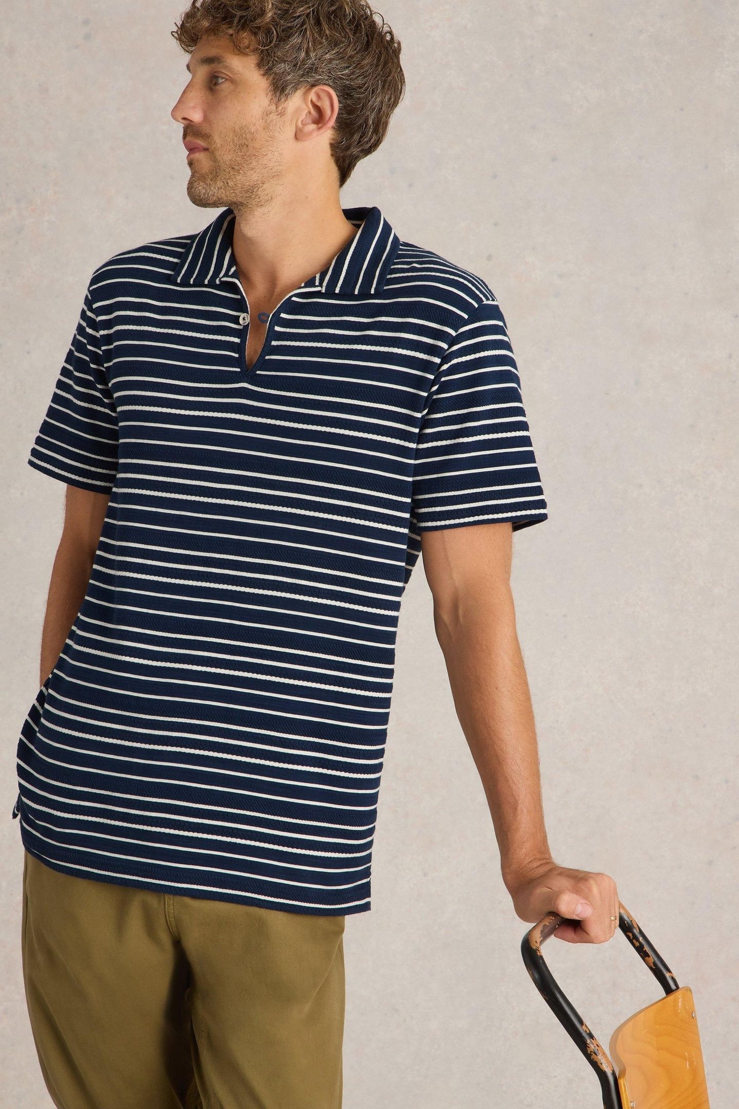 JACQUARD STRIPE POLO NAVY MULTI 1