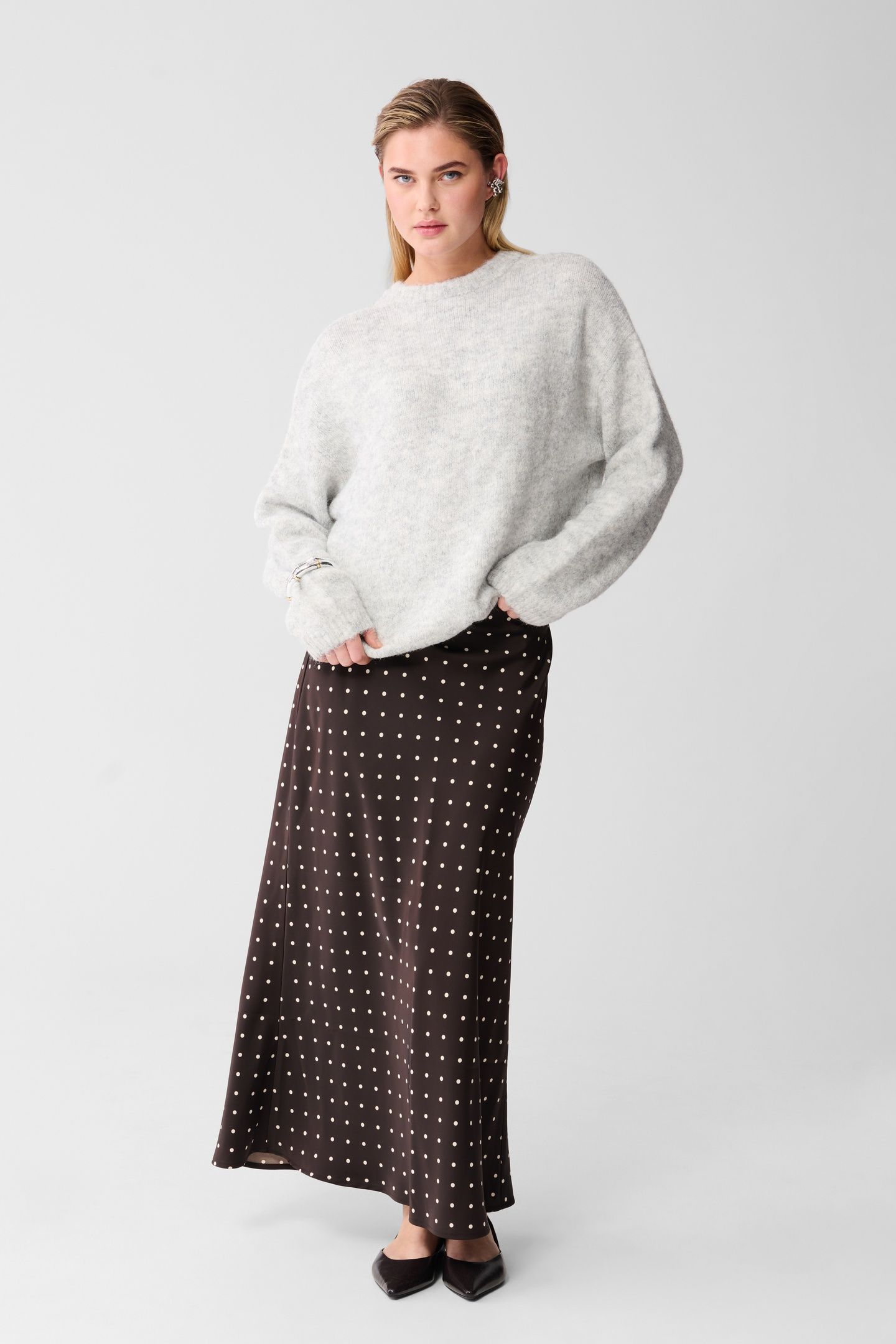LM-SBPOLKA SLEEK SKIRT DARKBROWN 1