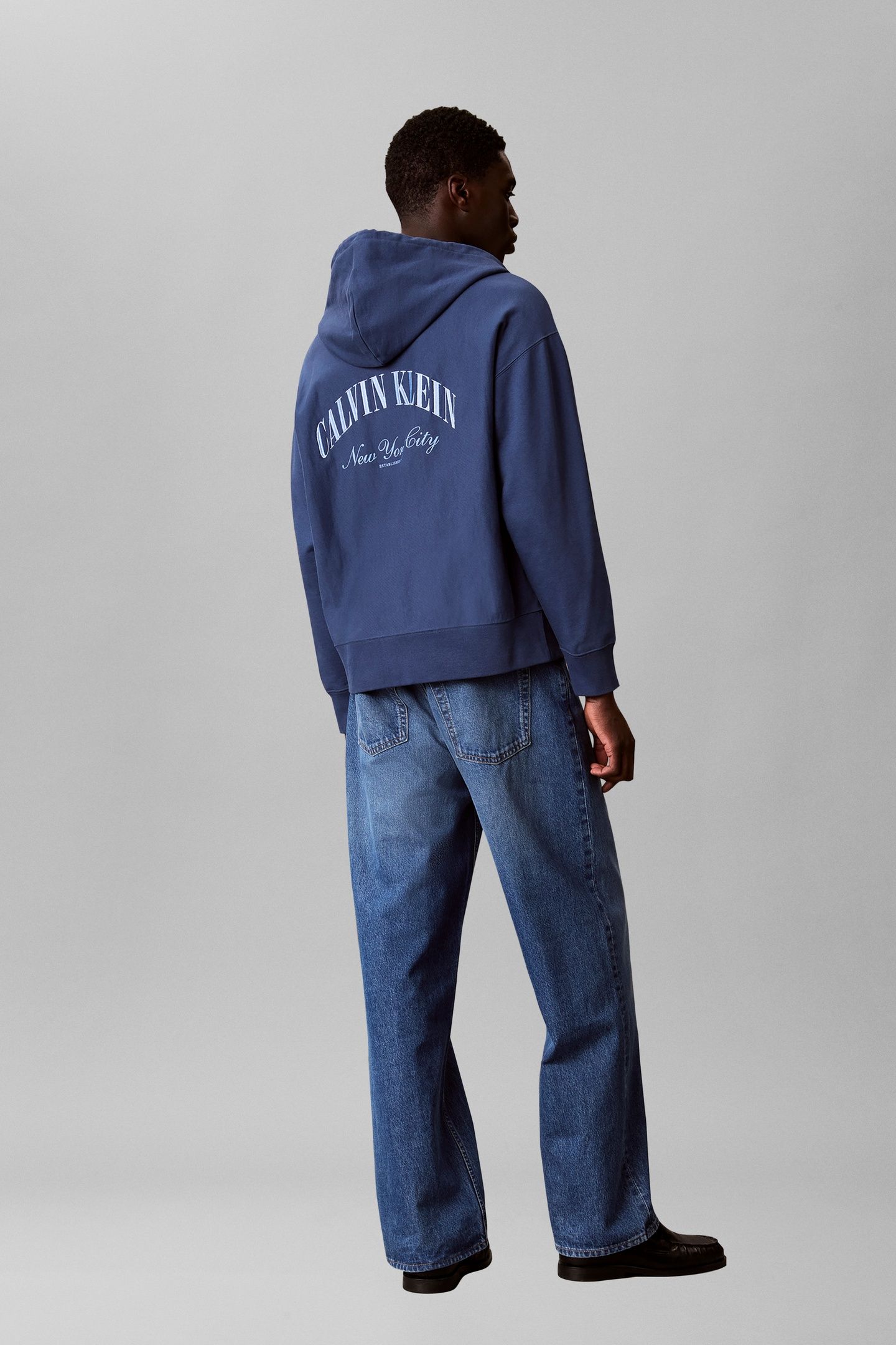 LONG SLEEVE PREMIUM TERRY CALVIN LOGO DARK DENIM 4