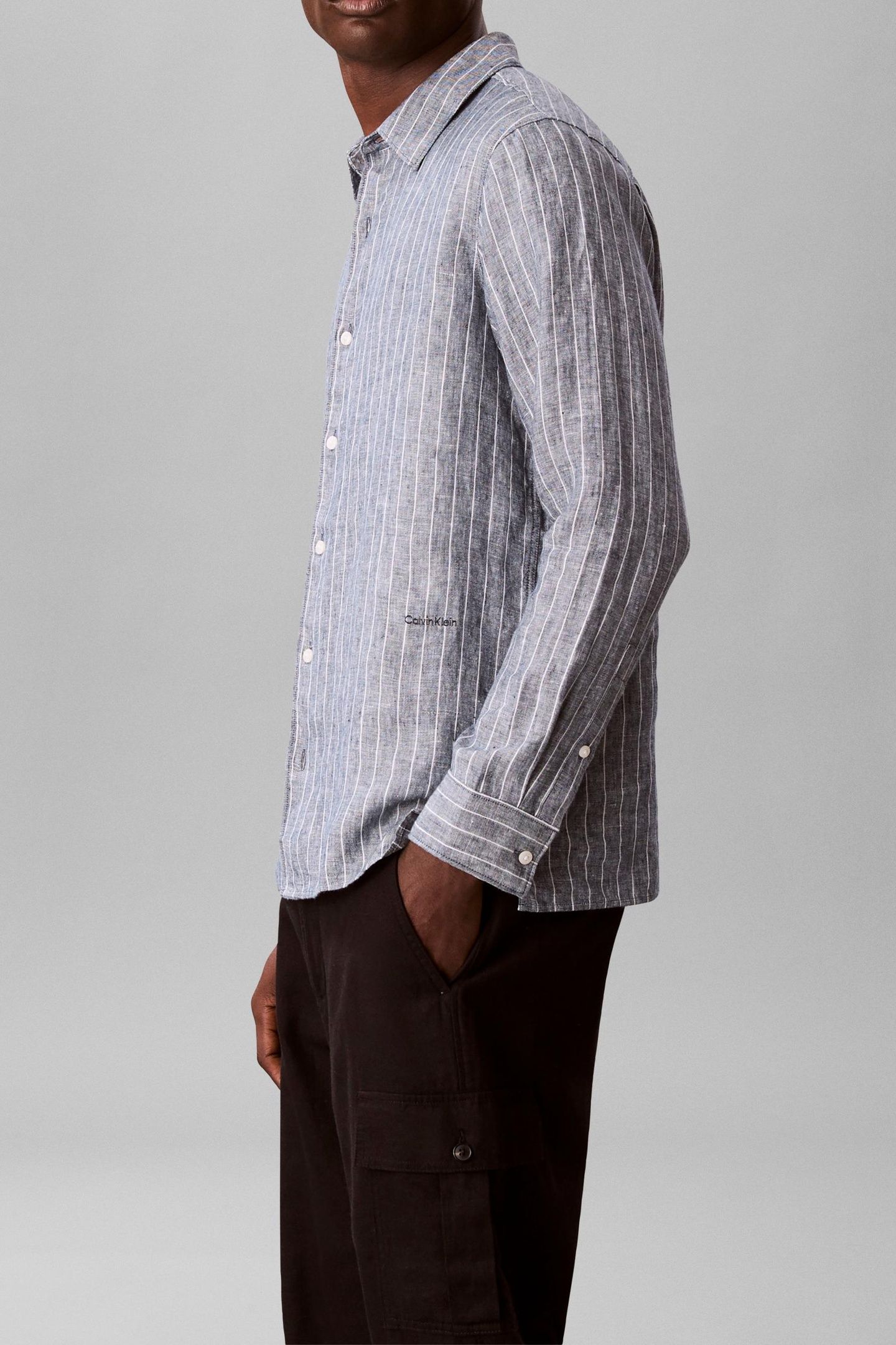 PINSTRIPE LINEN SHIRT BRILLIANT WHITE 4