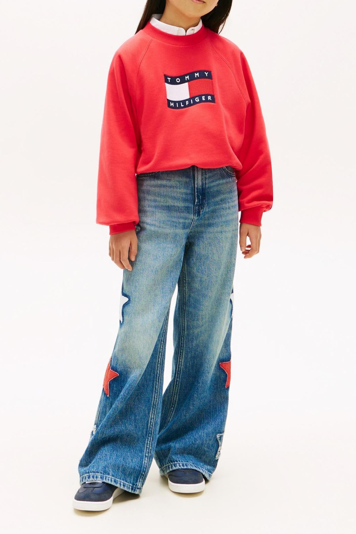 GIRLS TOMMY WAVE FLAG CREW RED ALERT 1