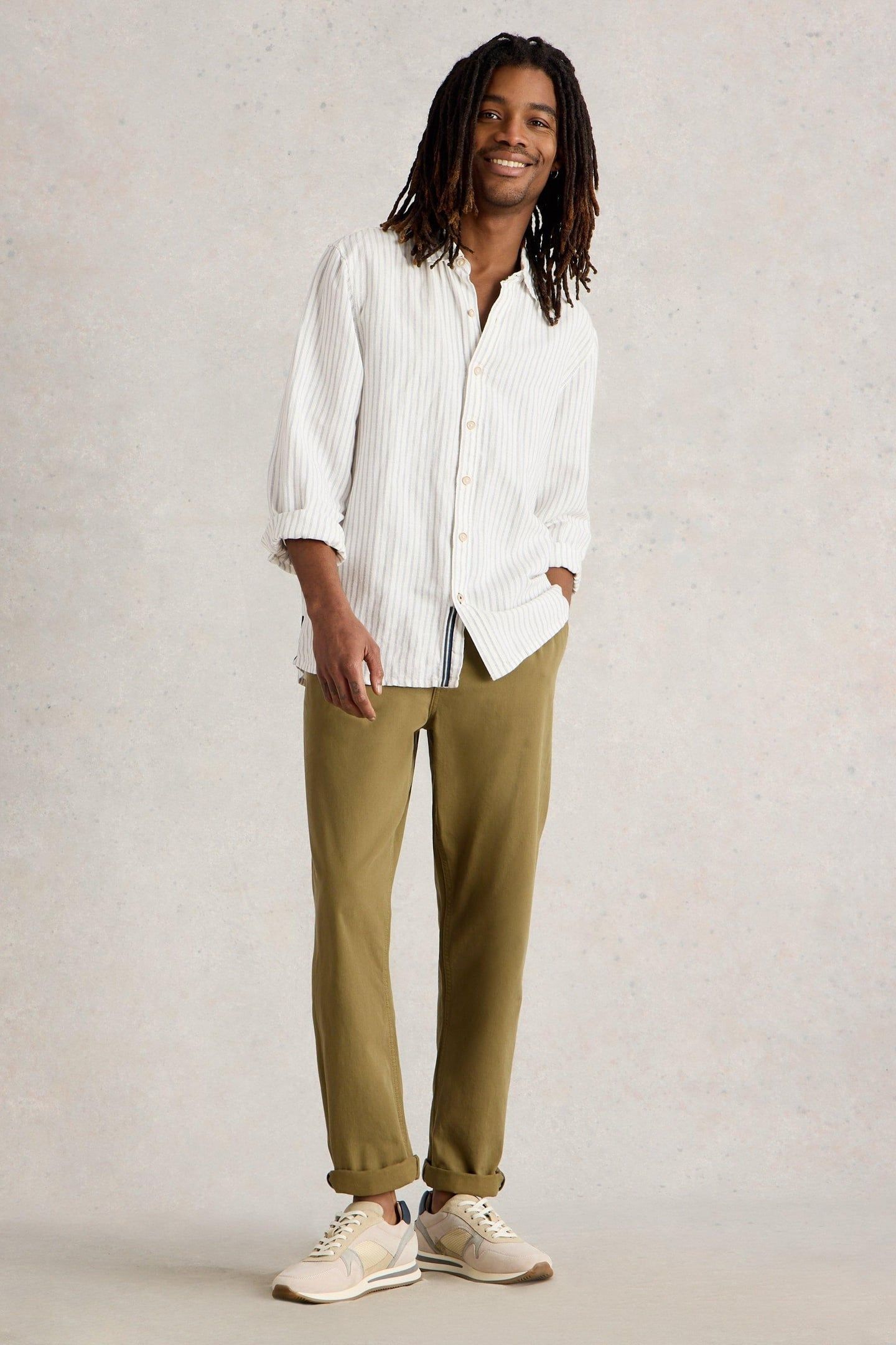 KESWICK STRIPE LS LINEN SHIRT NATURAL MULTI 1