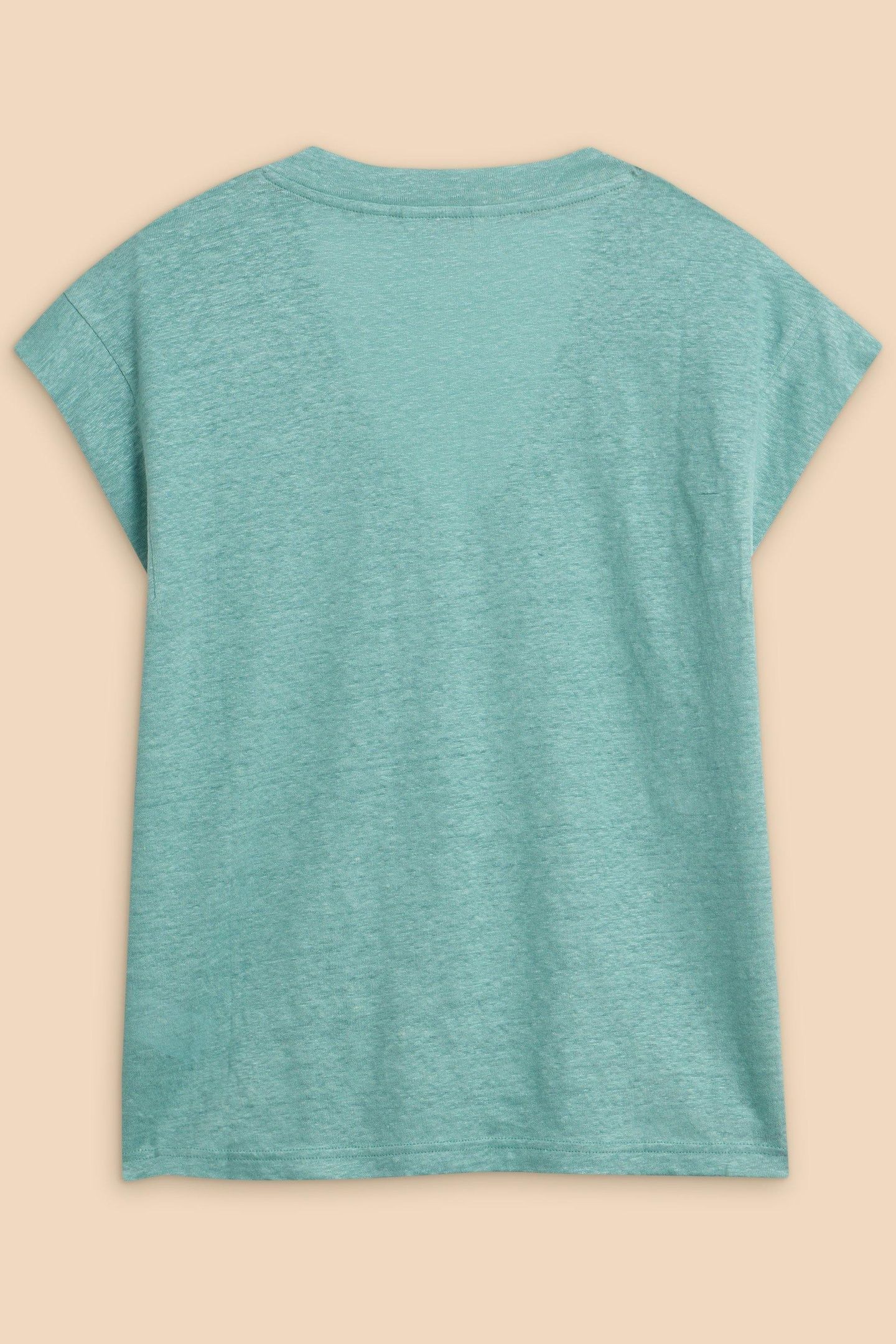 IVY LINEN V NECK TEE MID TEAL 5