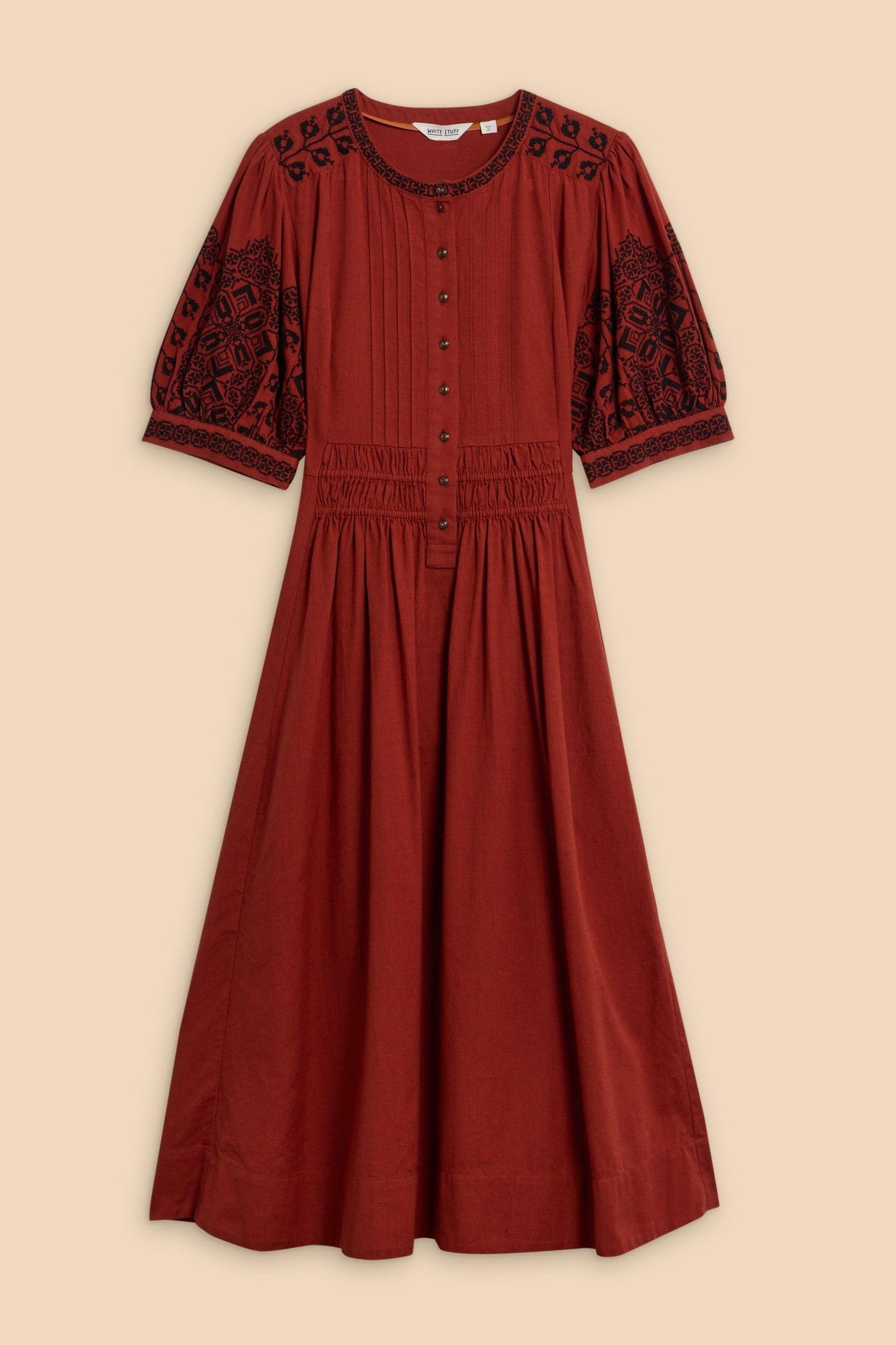 CELESTE EMBROIDERED DRESS RED MULTI 5