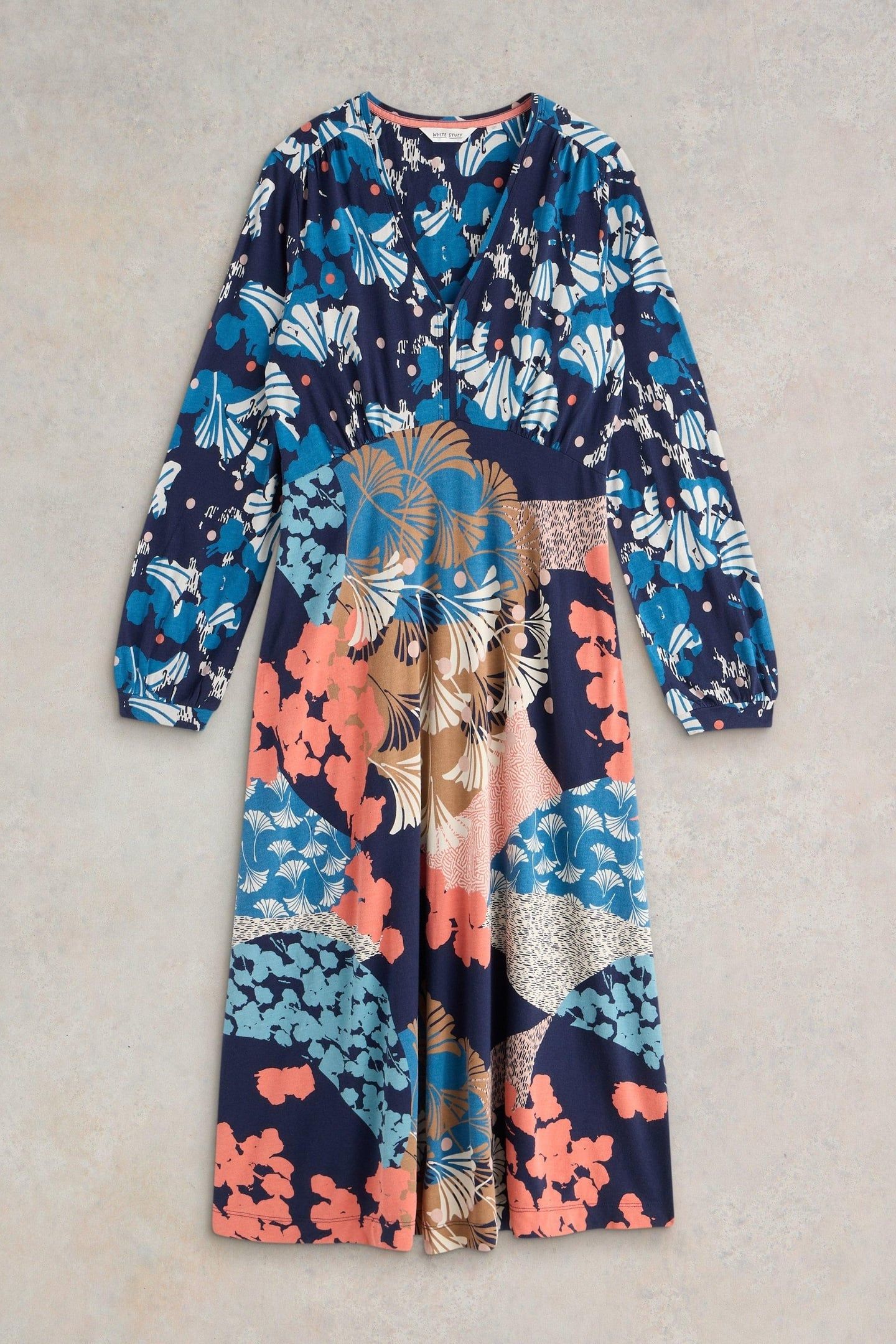 MEGAN JERSEY DRESS NAVY MULTI 4