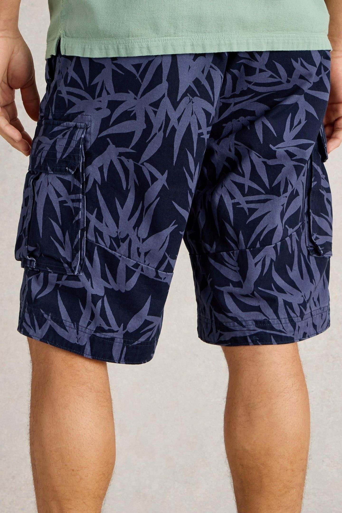 HALSALL PRINTED CARGO SHORT NAVY PRINT 4